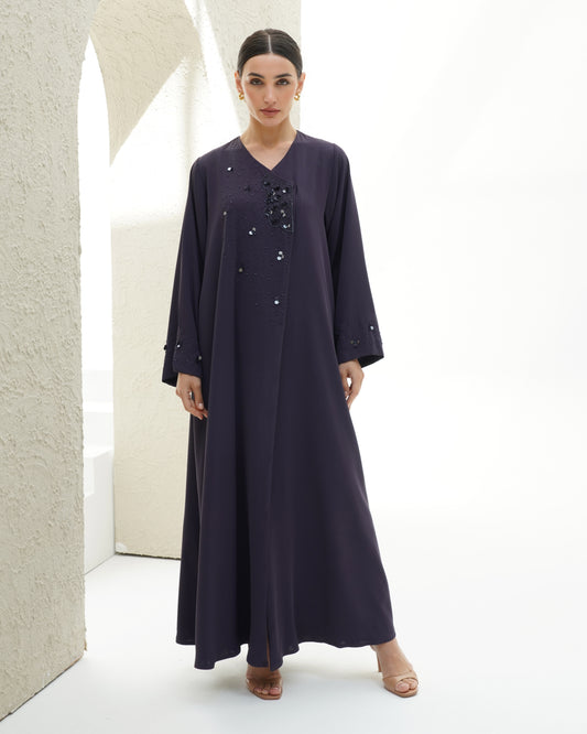 Layali Purple Abaya Japanese Crepe Handmade