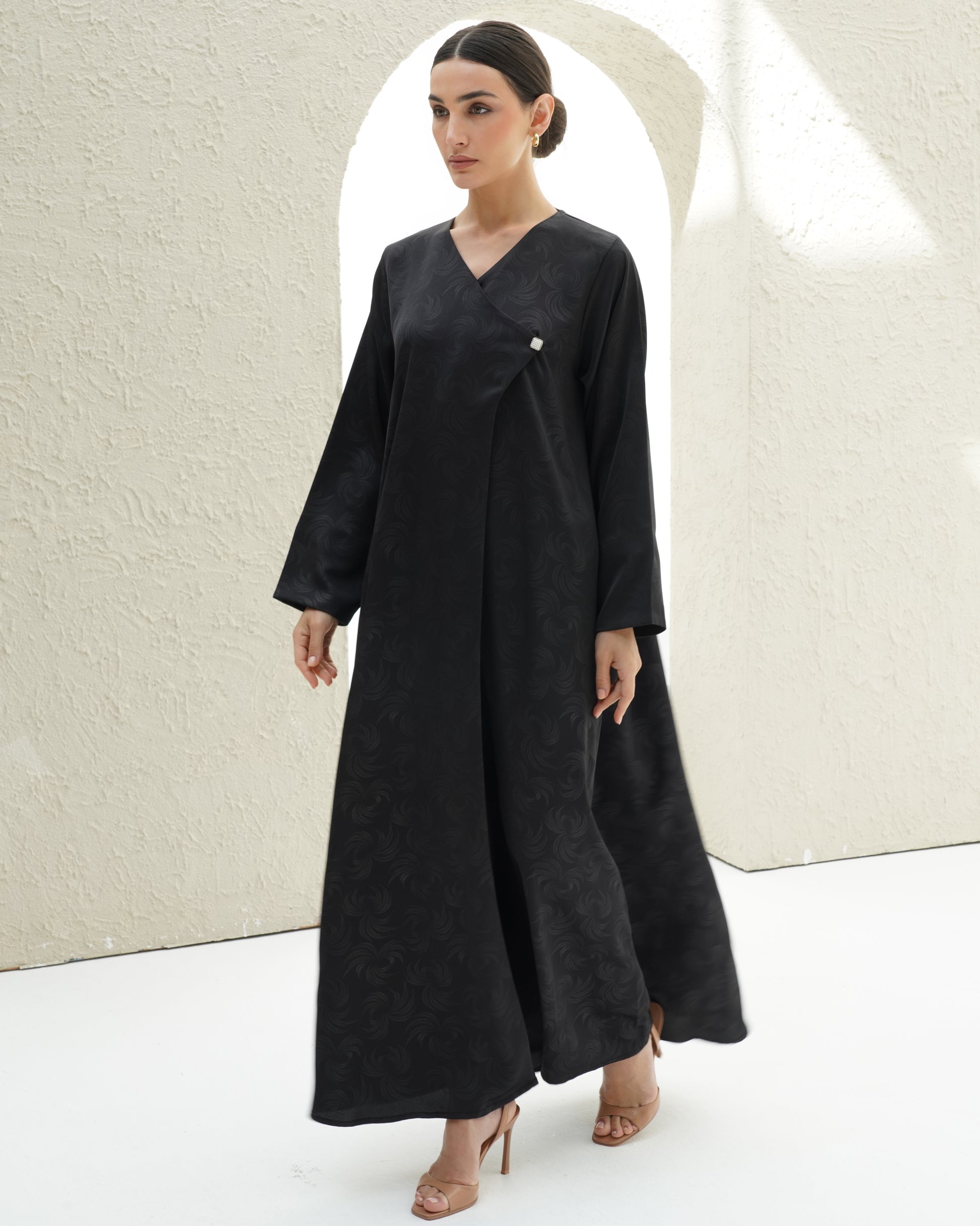 Allure Japanese Jacquard Black Abaya