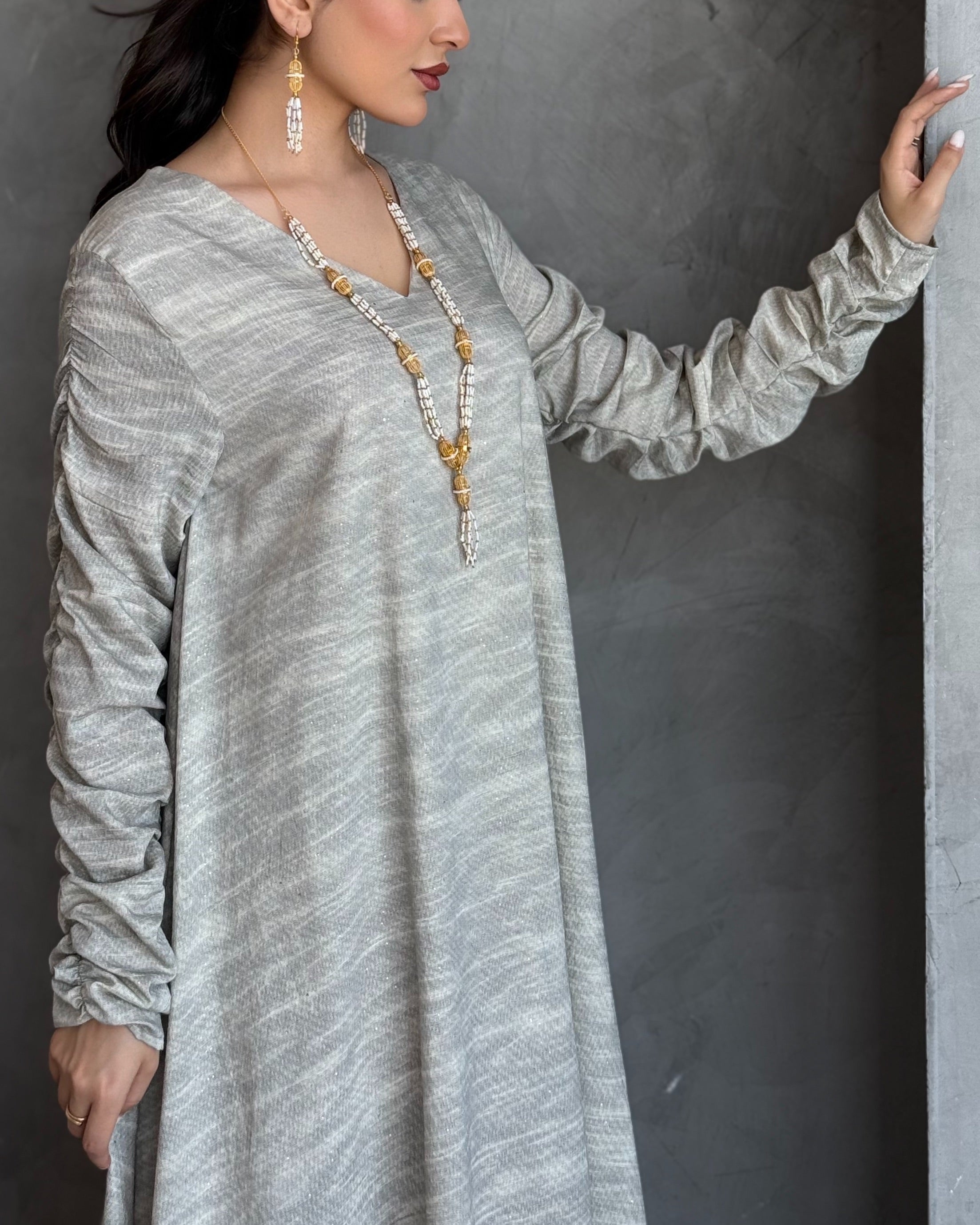 Shine Grey Jalabiya Dress