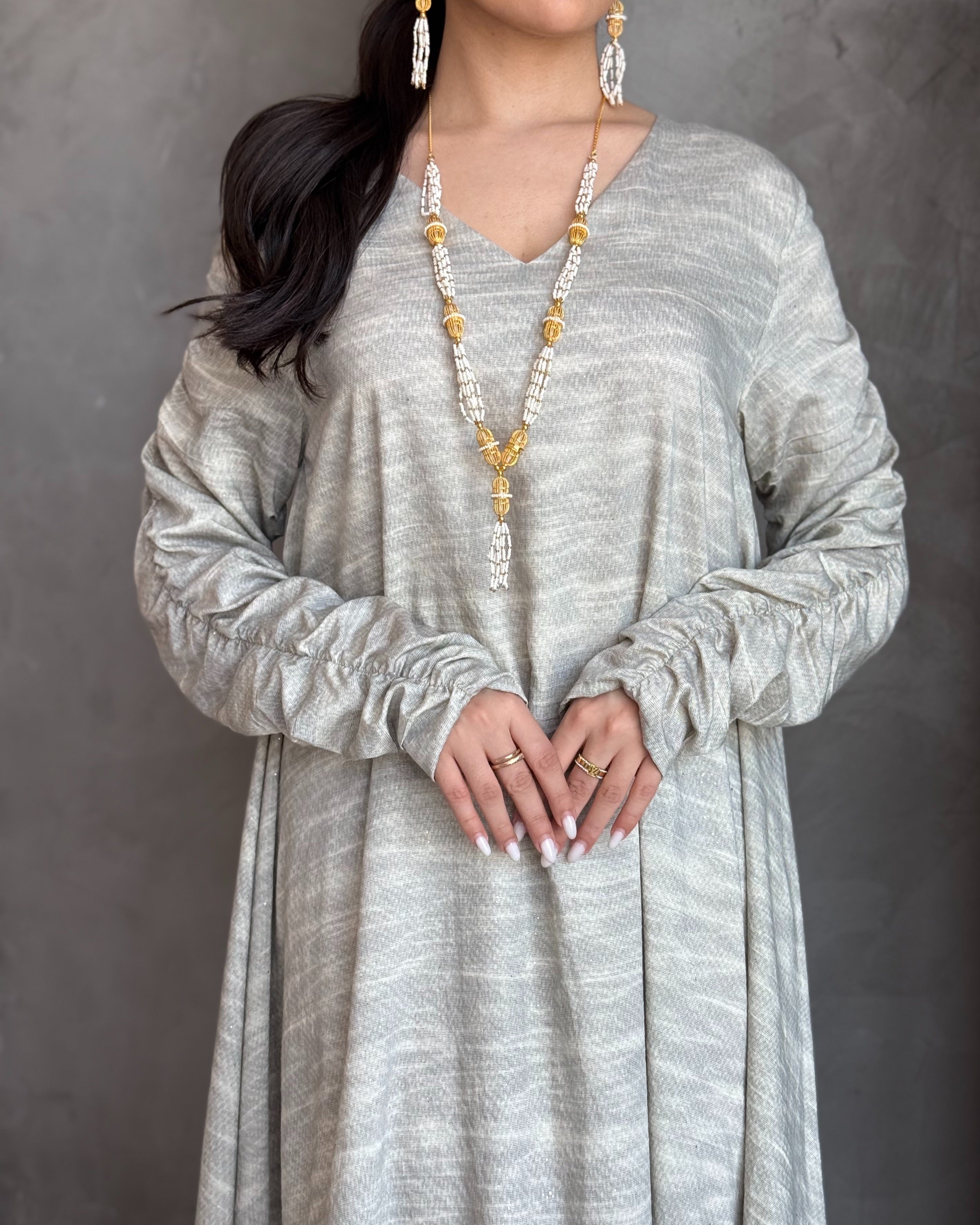 Shine Grey Jalabiya Dress