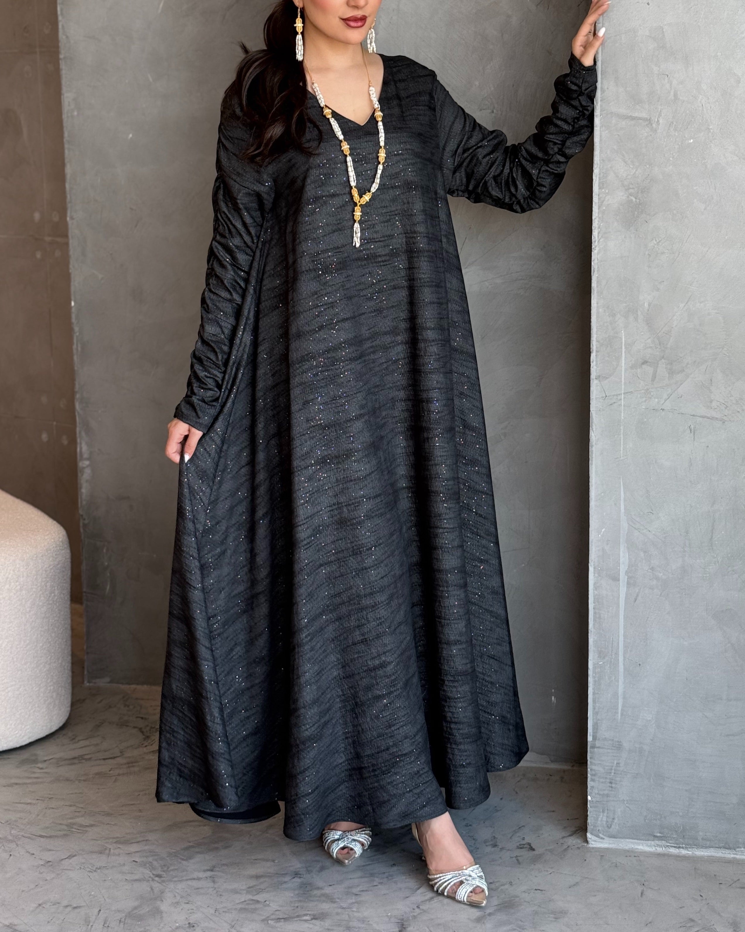 Shine Jalabiya Black Dress