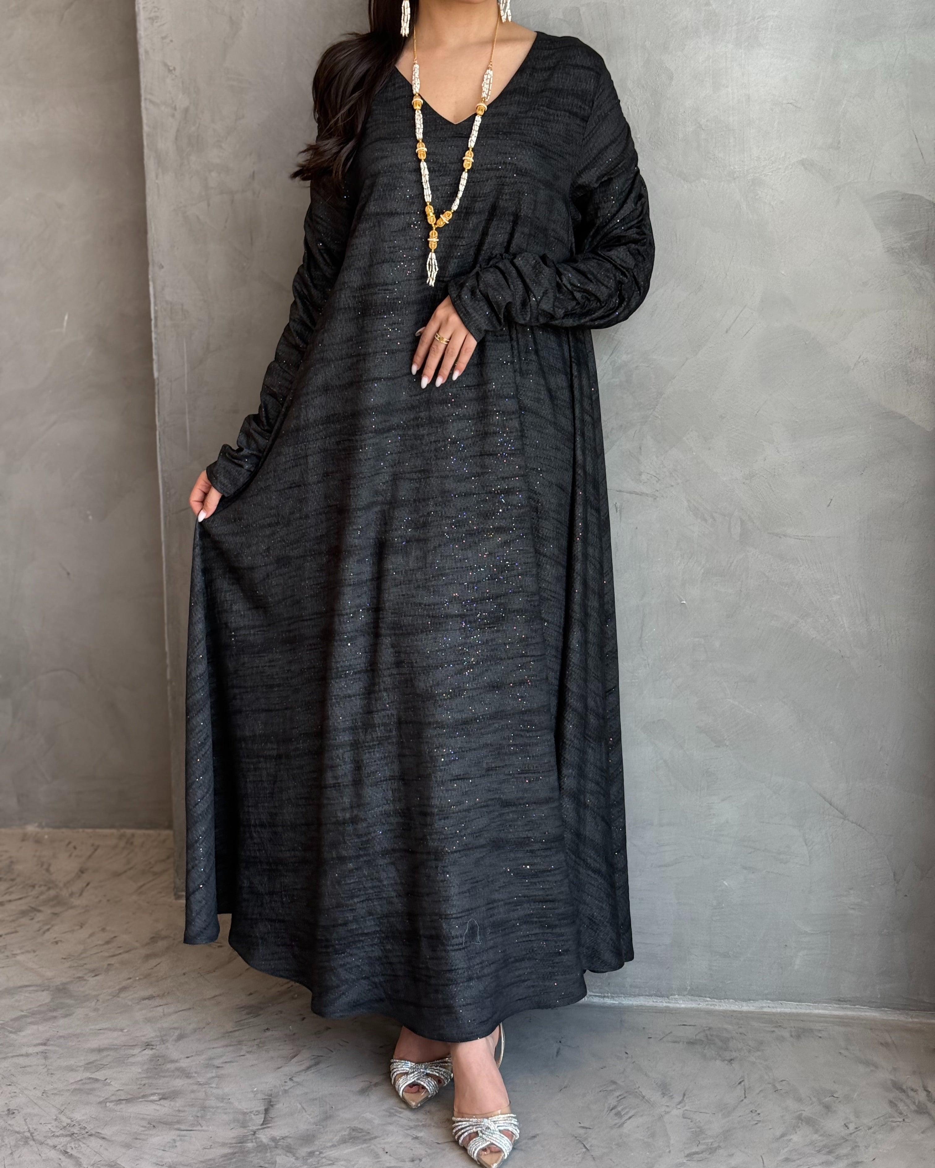 Shine Jalabiya Black Dress