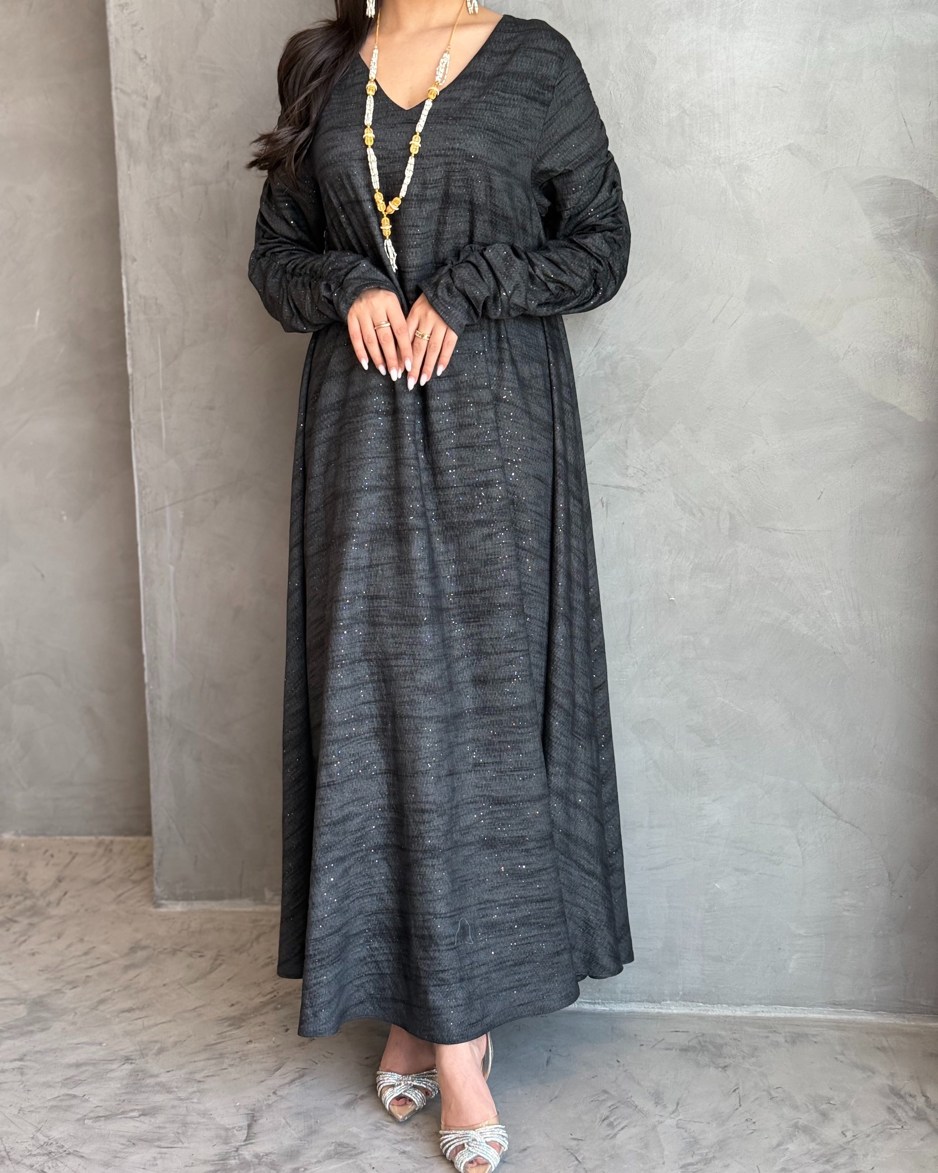 Shine Jalabiya Black Dress