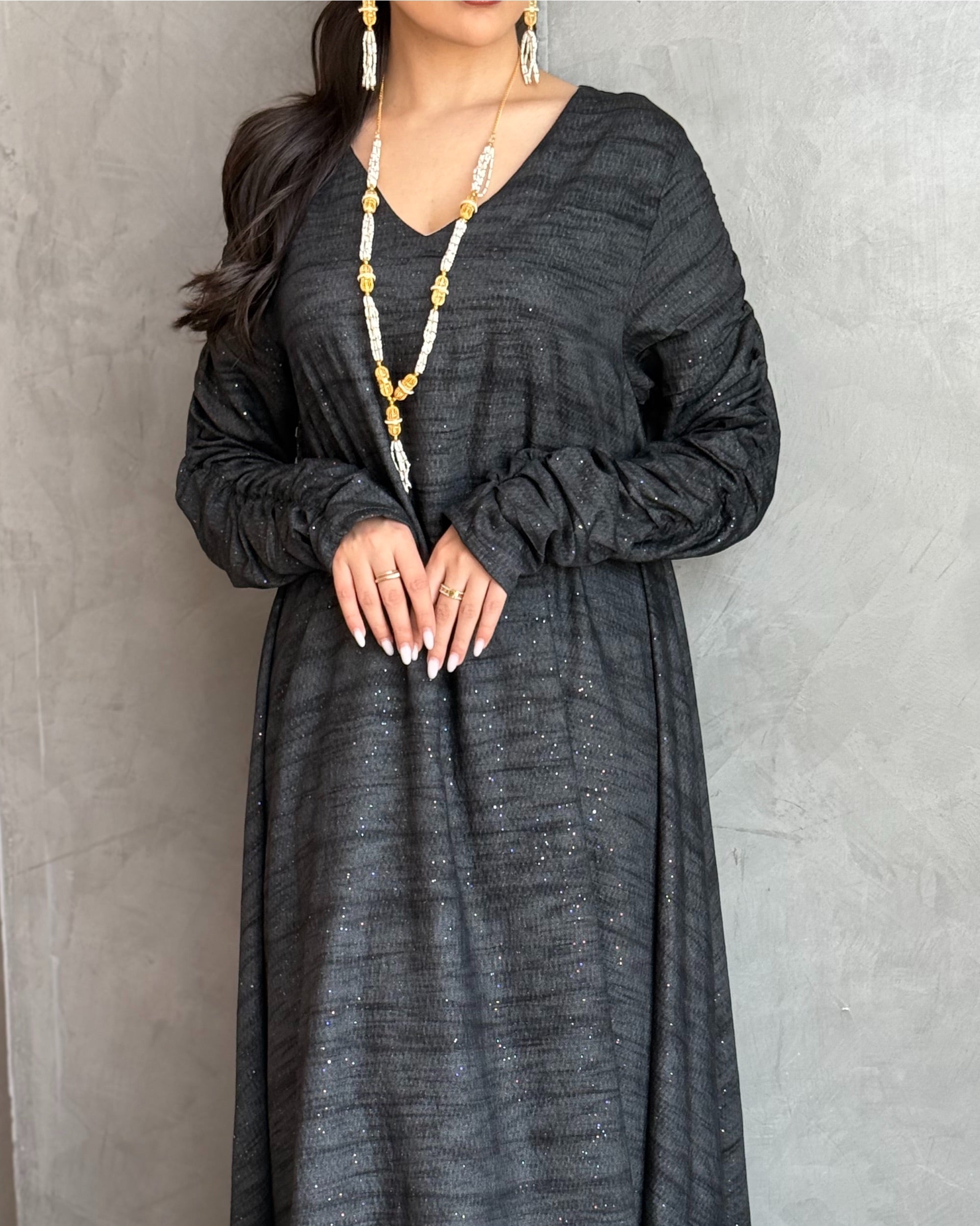 Shine Jalabiya Black Dress