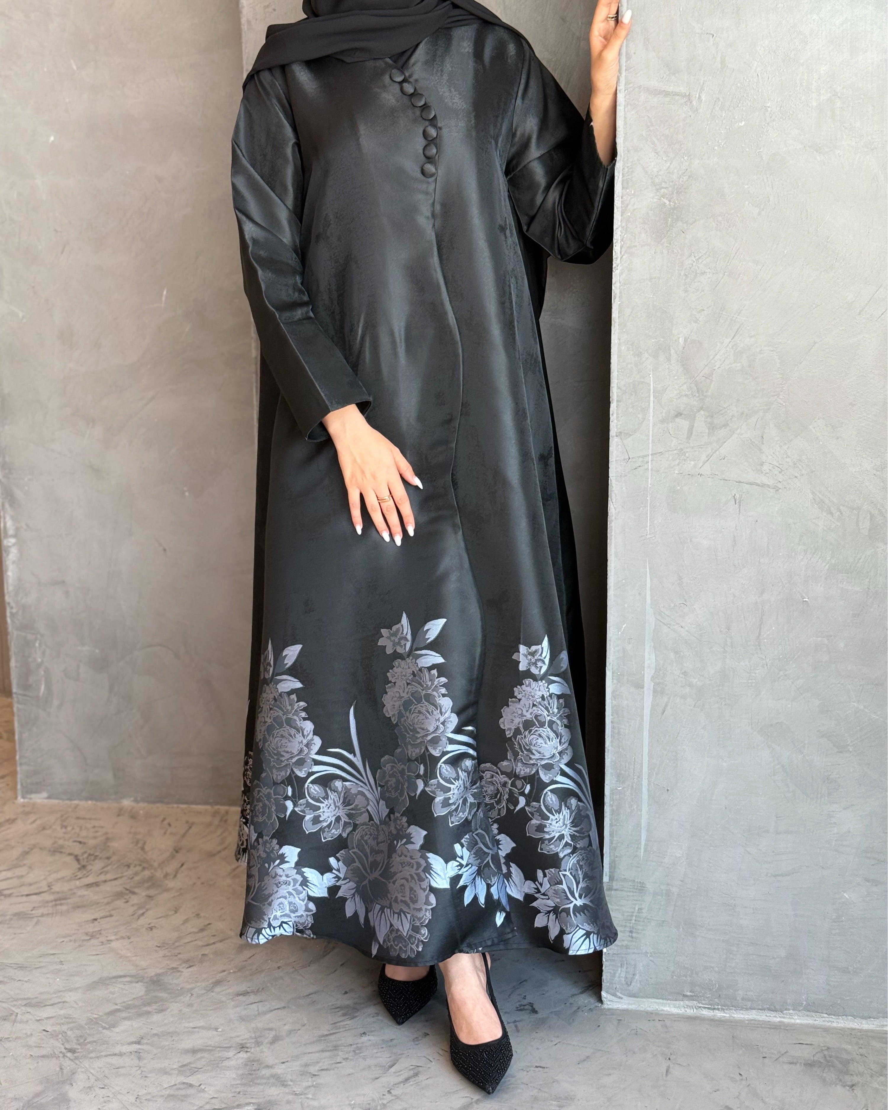 Satin Grey Abaya