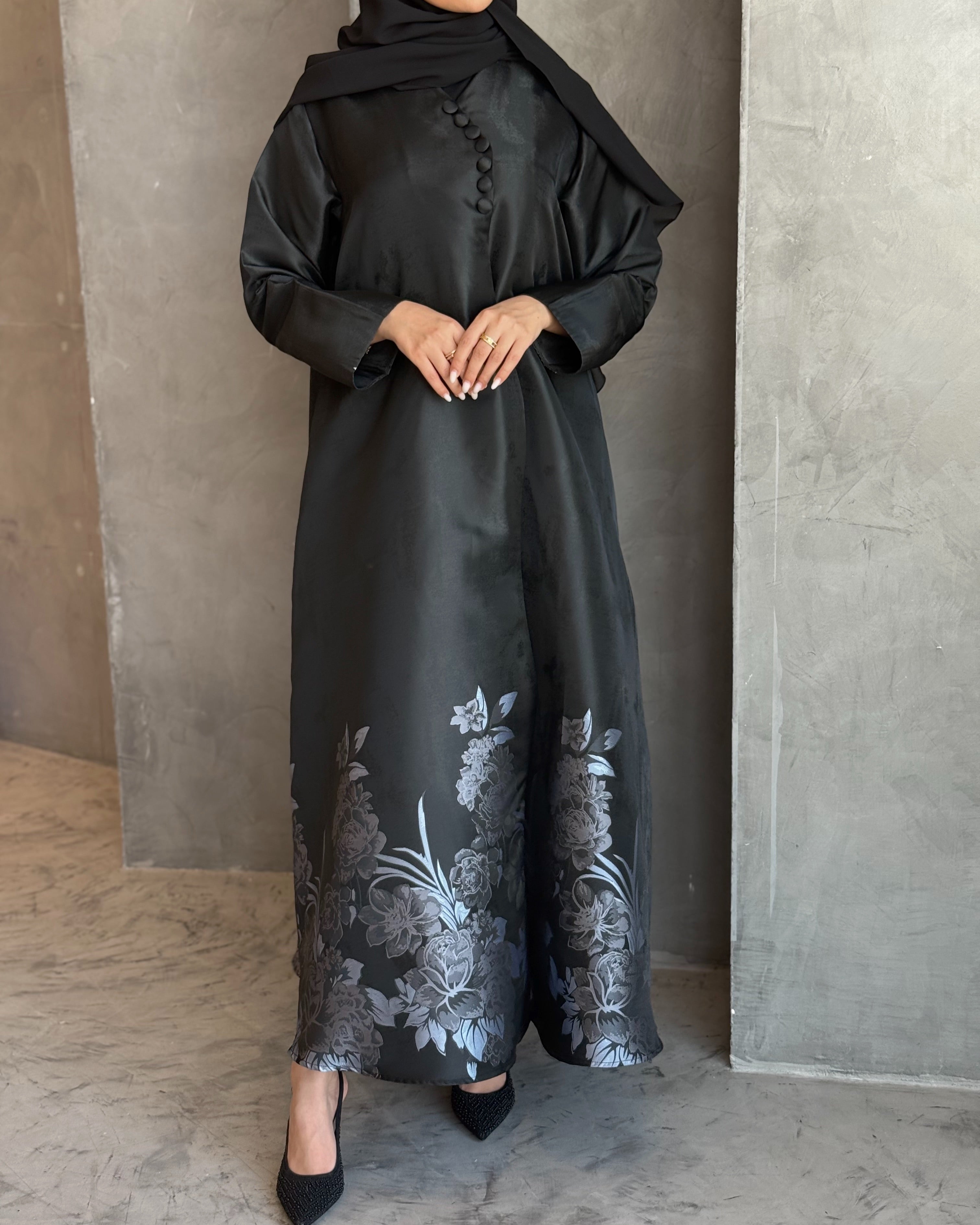 Satin Grey Abaya