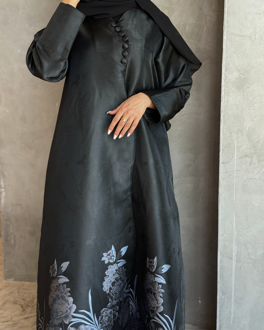 Satin Grey Abaya