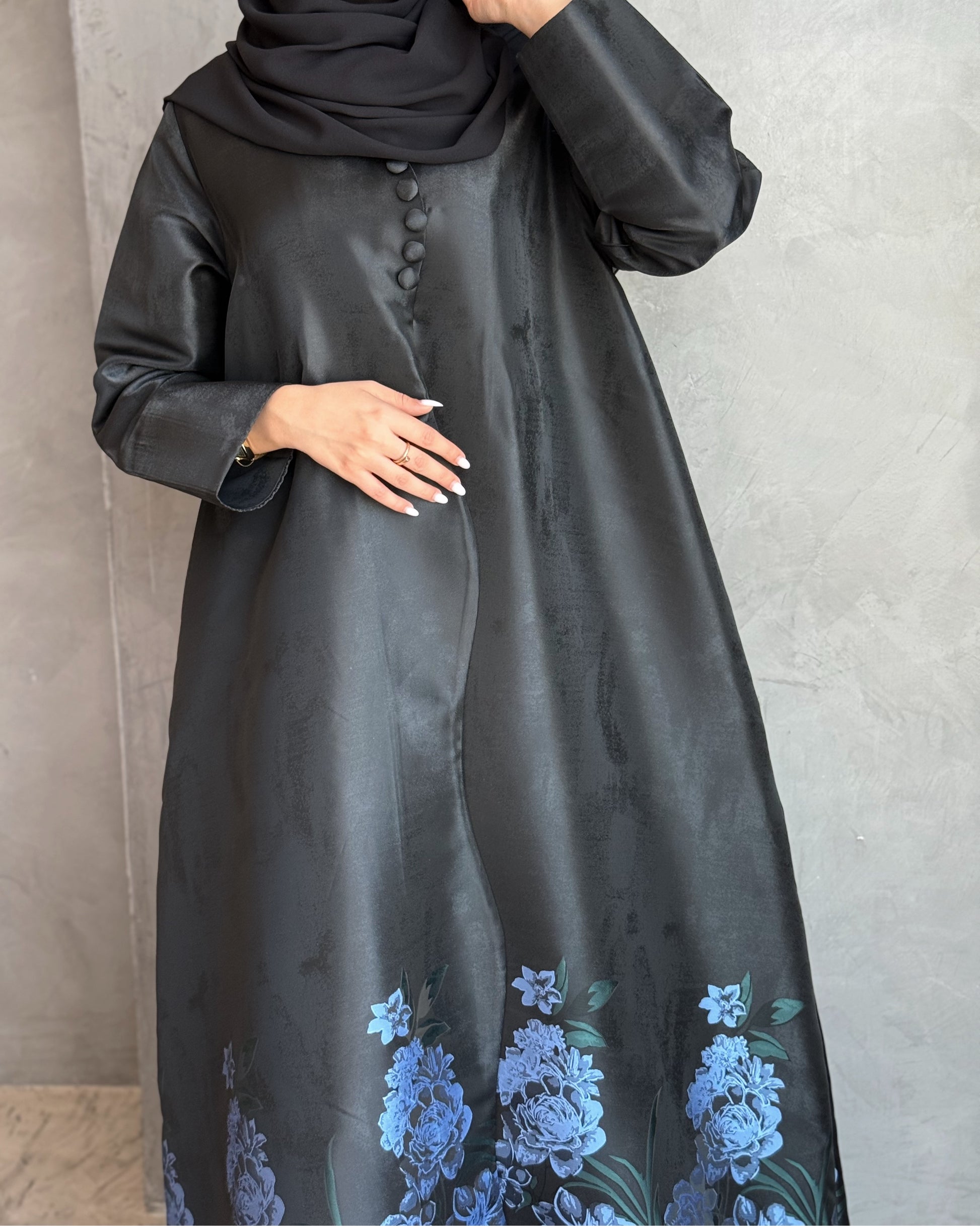 Satin Blue Abaya