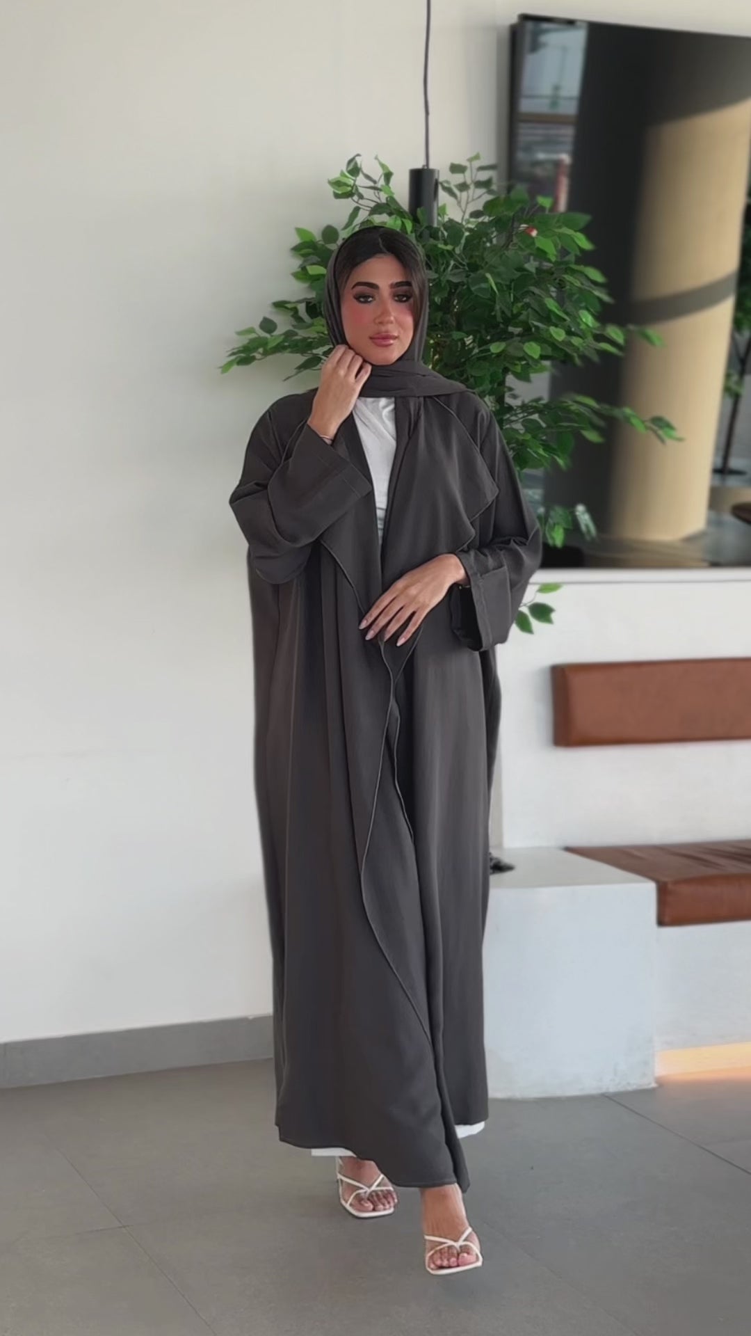 Misk Dark Grey Abaya