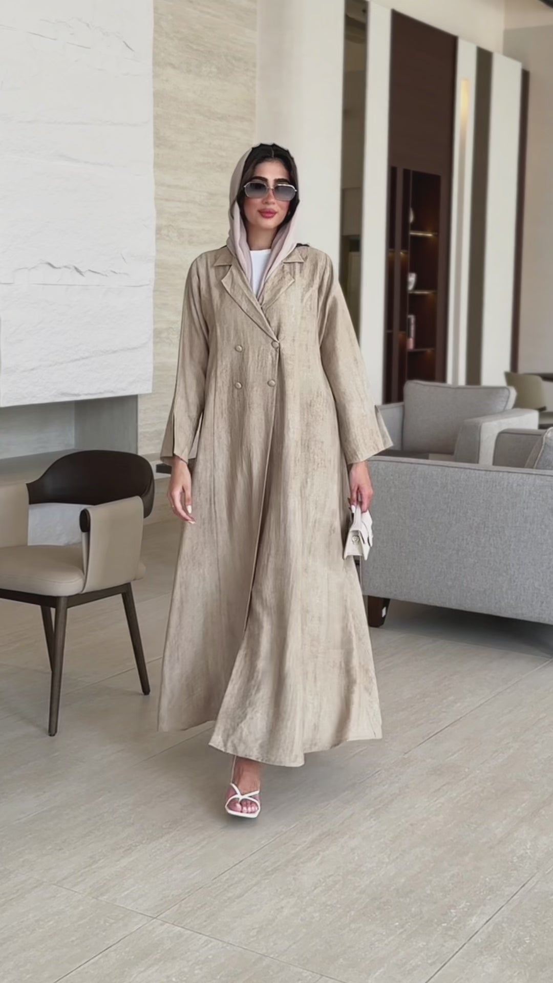 Nawal light Beige Abaya
