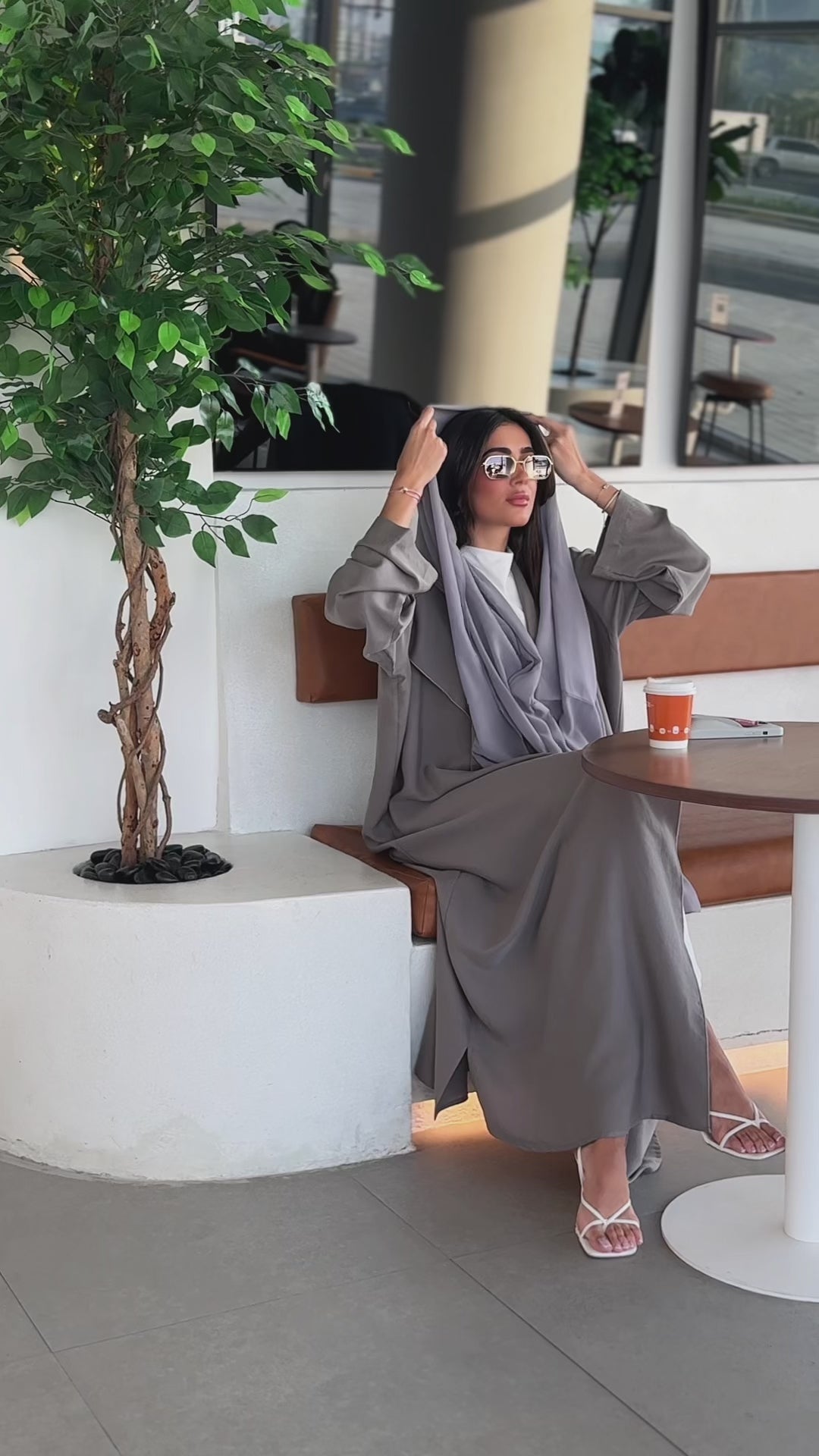 Misk Light Grey Abaya