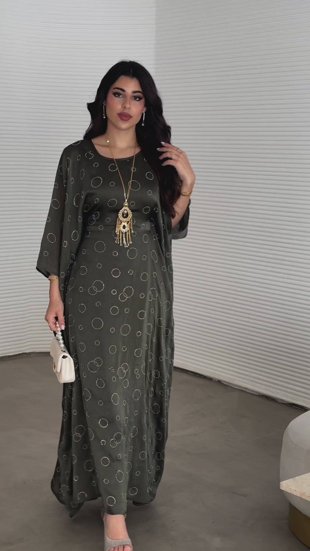 Layla Dark Green Kaftan Abaya