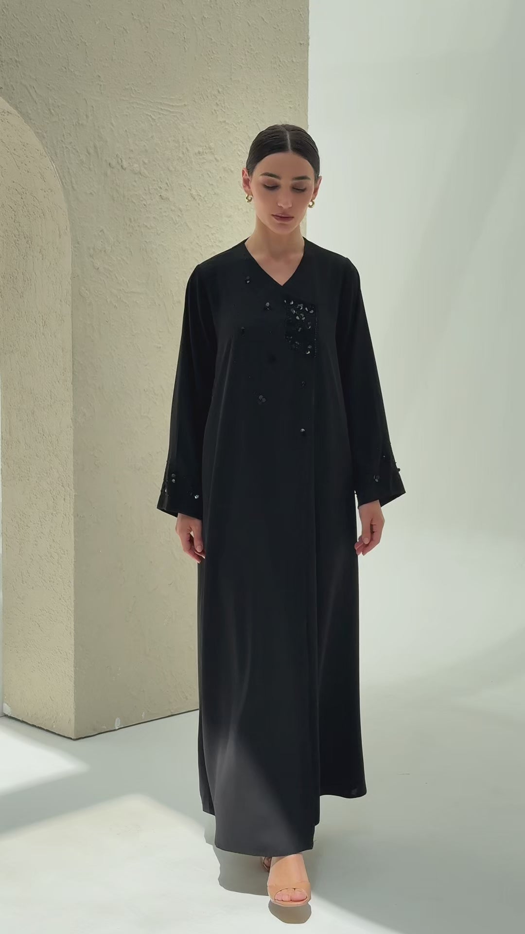 Layali Black Abaya With Handwork