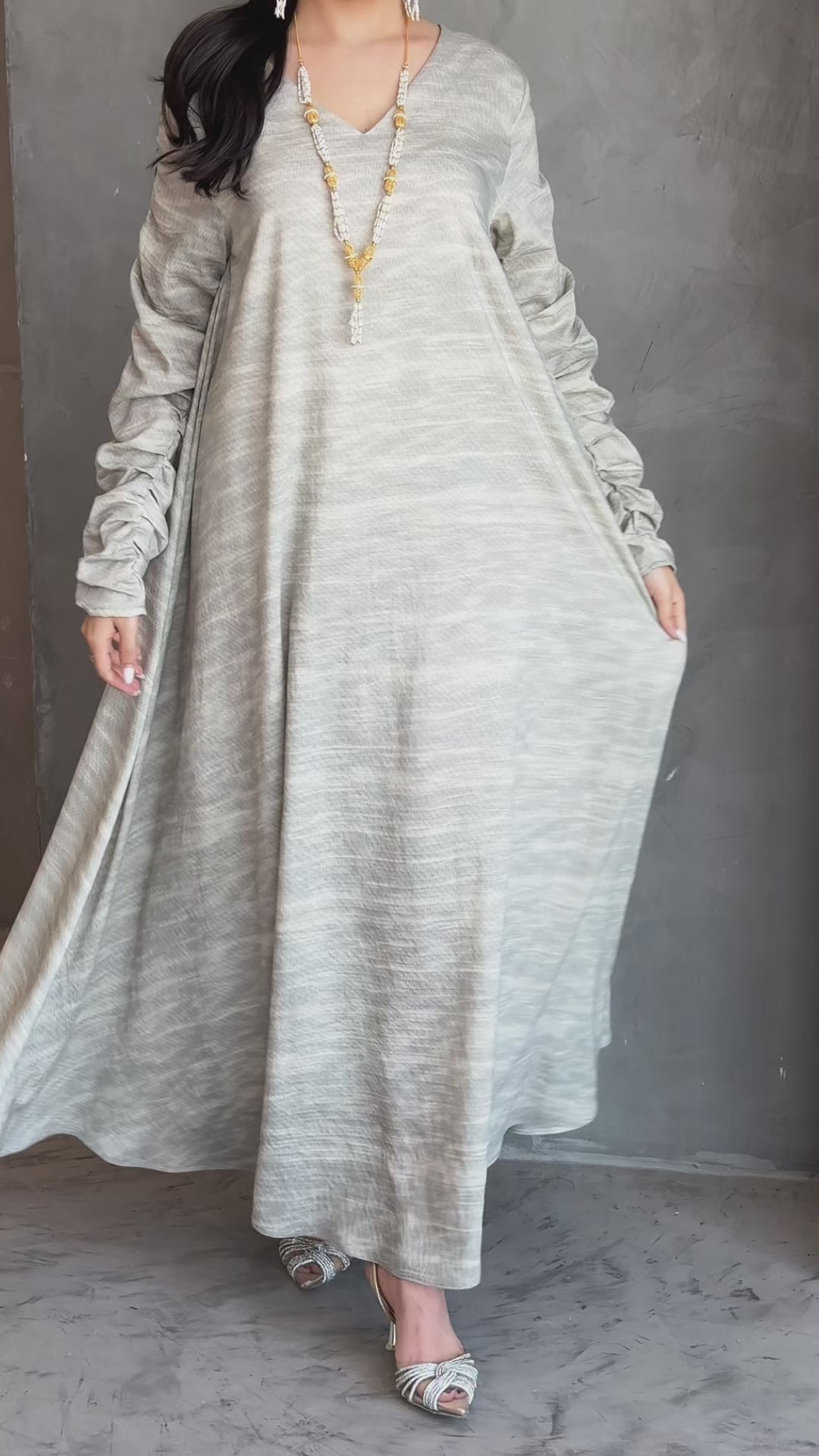 Shine Grey Jalabiya Dress