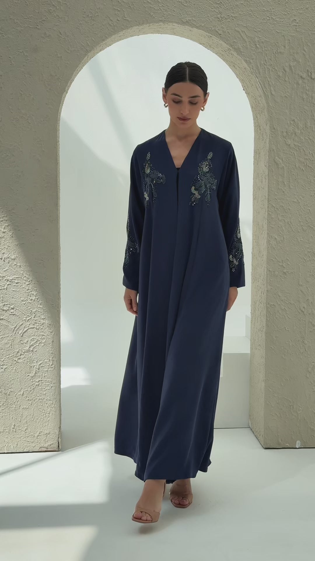 Alaya Navy Blue Abaya - Japanese with handwork