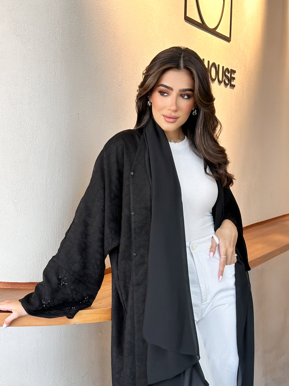 Jacquard Black Abaya