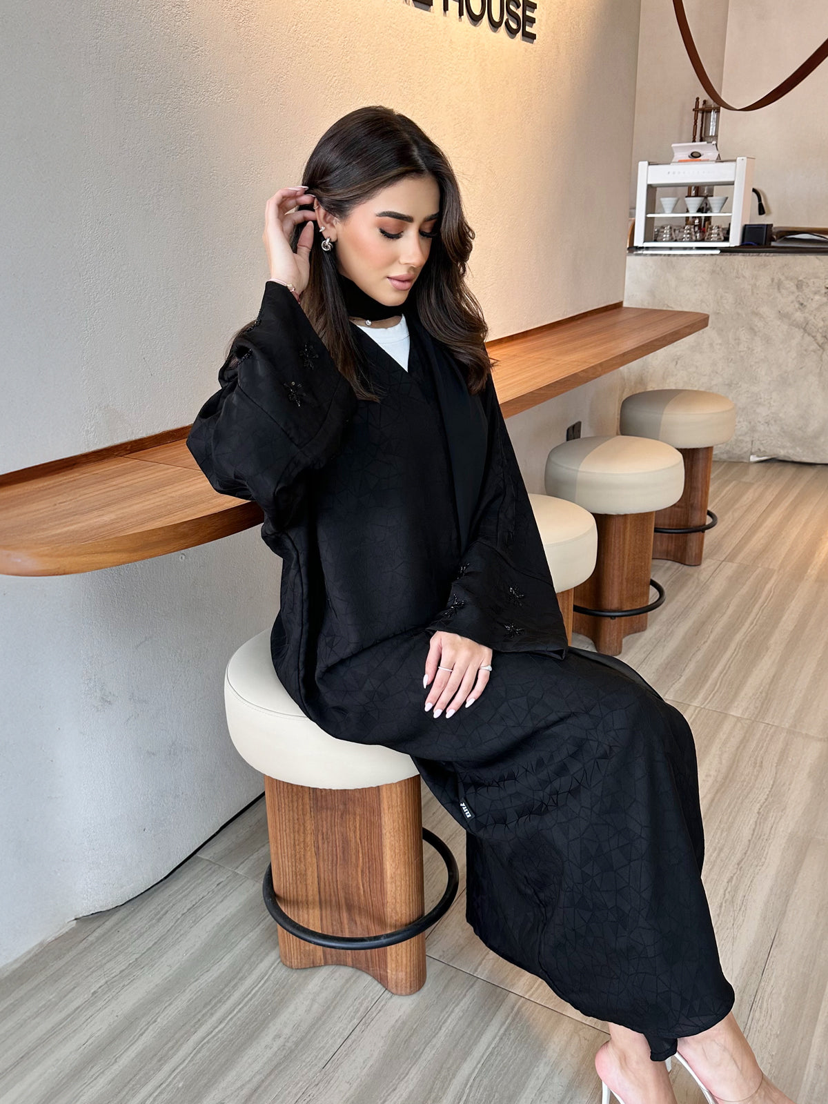 Jacquard Black Abaya
