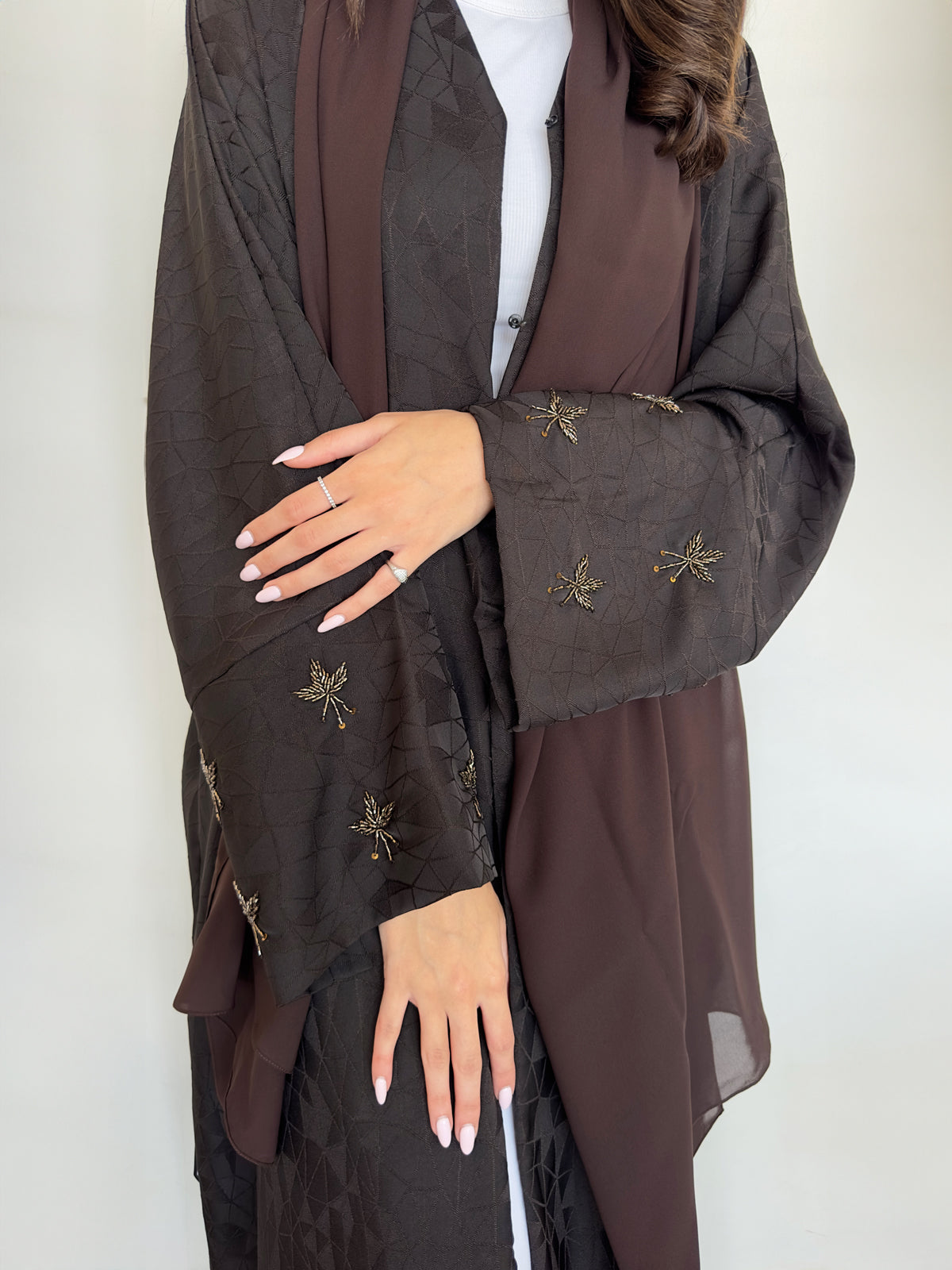 Jacquard Brown Abaya