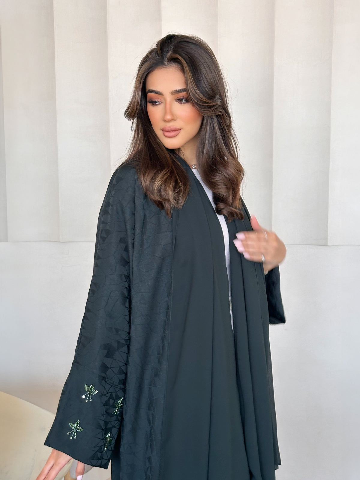 Jacquard Green Abaya