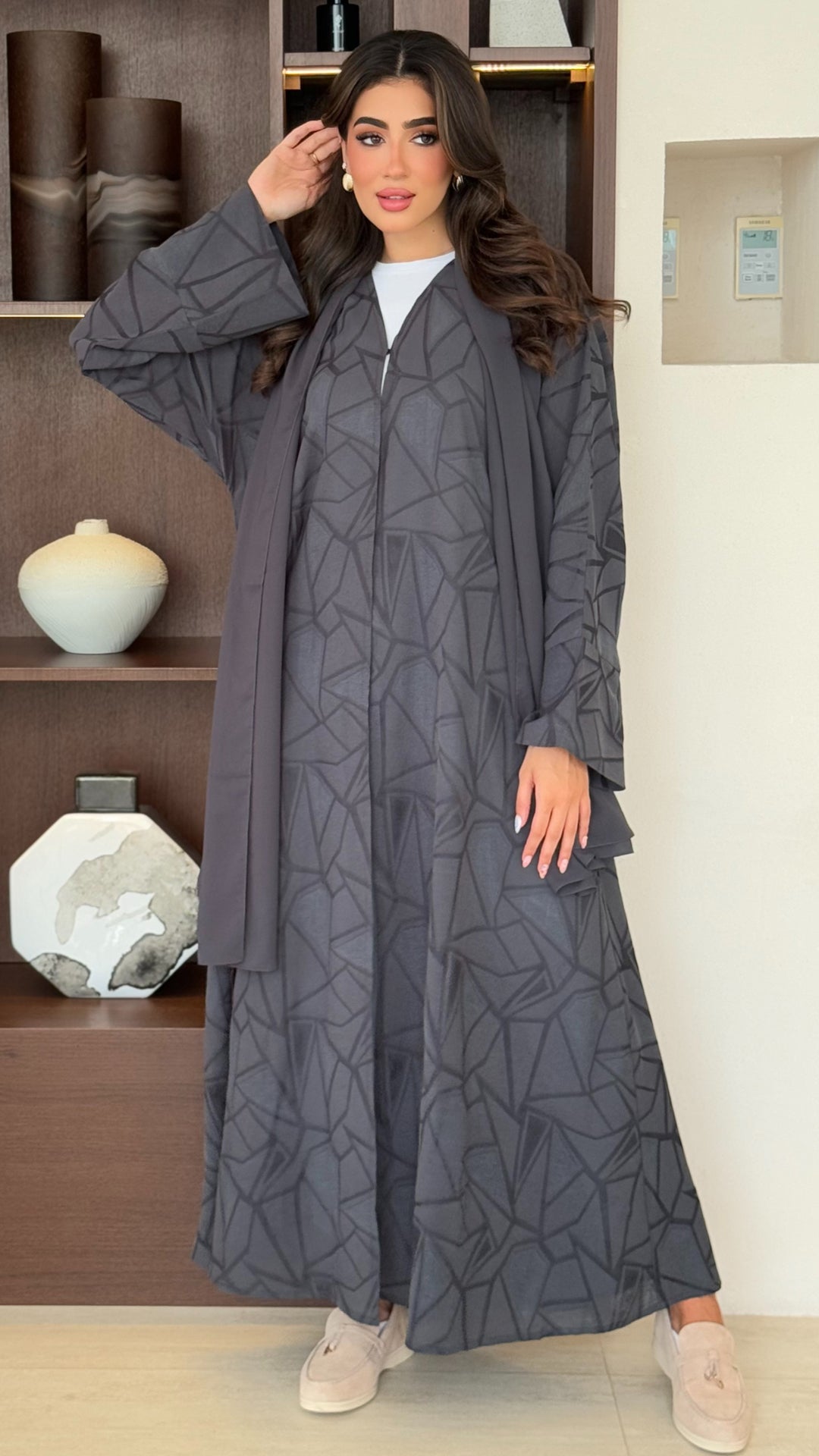 Basma Dark Grey Abaya