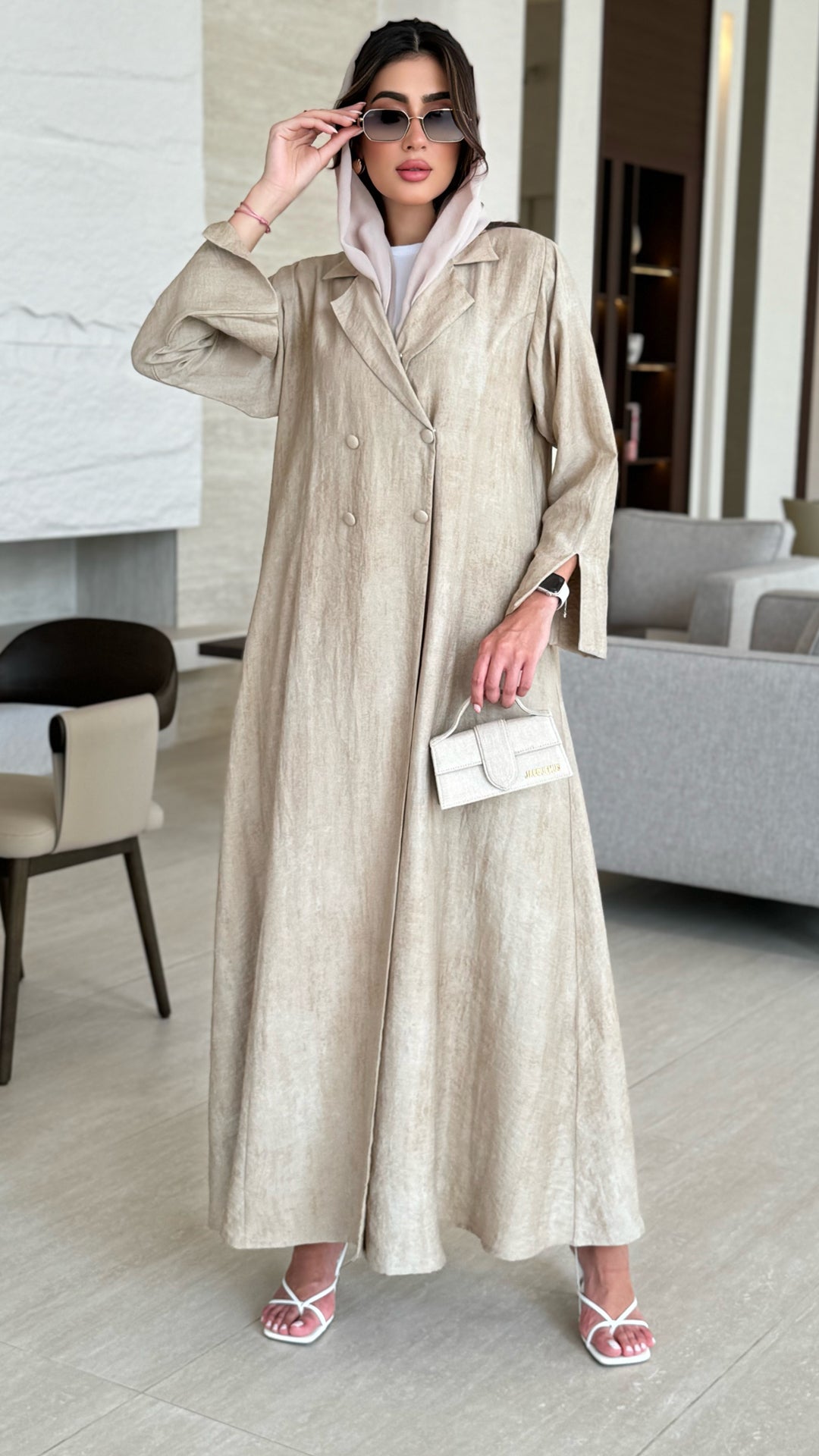 Nawal light Beige Abaya