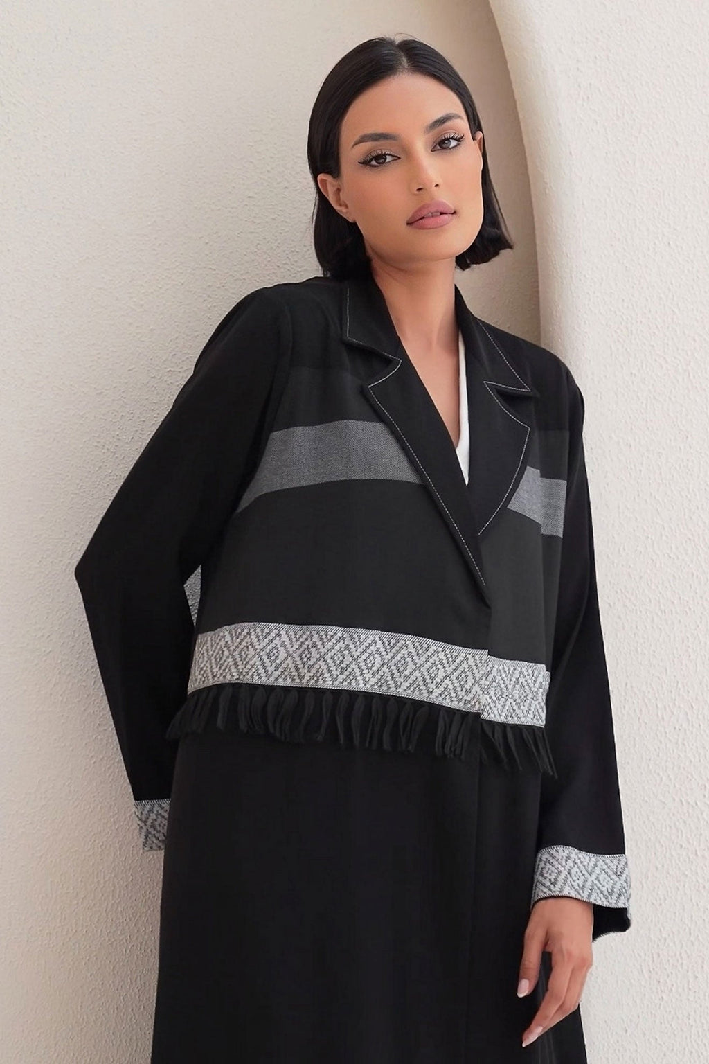 KAVEN White-Grey Abaya