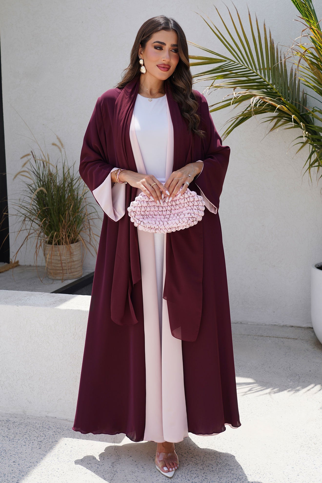 Double Faced Maroon Abaya