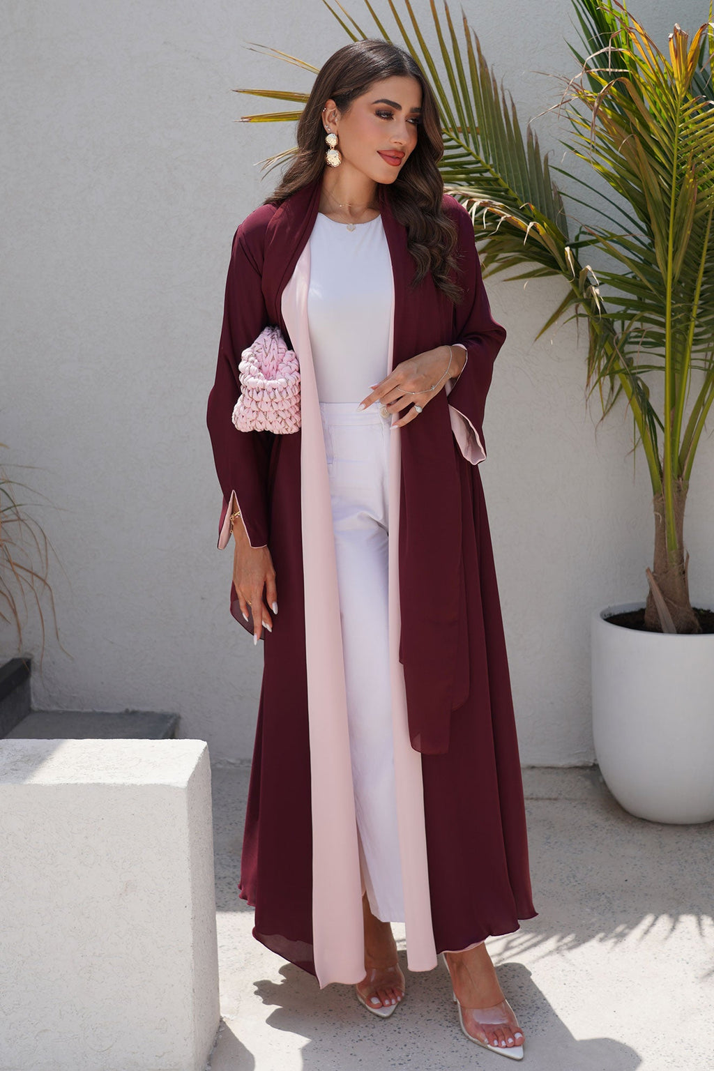 Double Faced Maroon Abaya