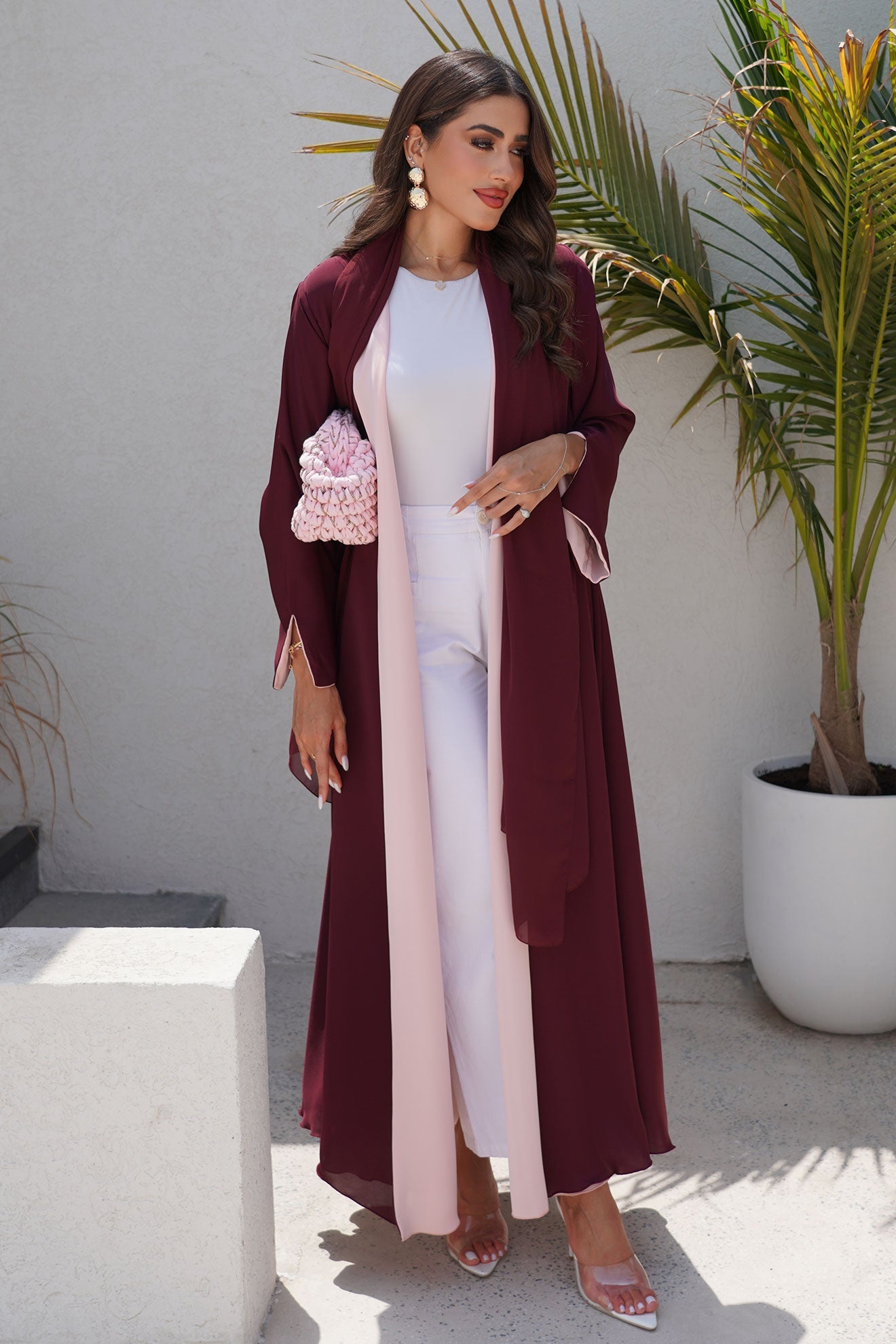 Double Faced Maroon Abaya