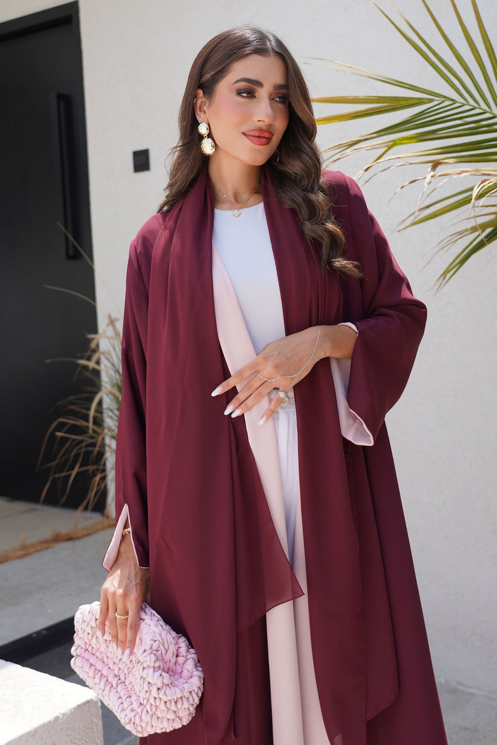 Double Faced Maroon Abaya