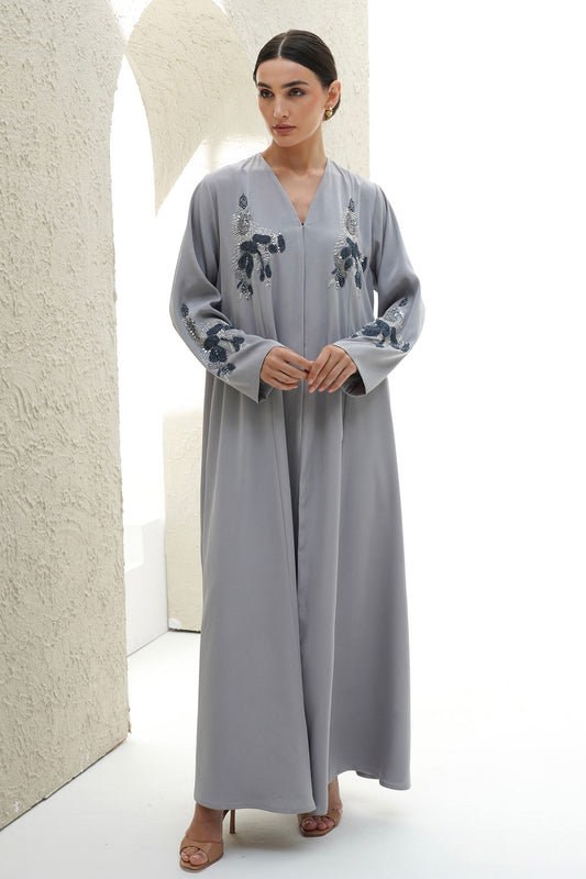 Alaya Grey Handwork Japanese Abaya