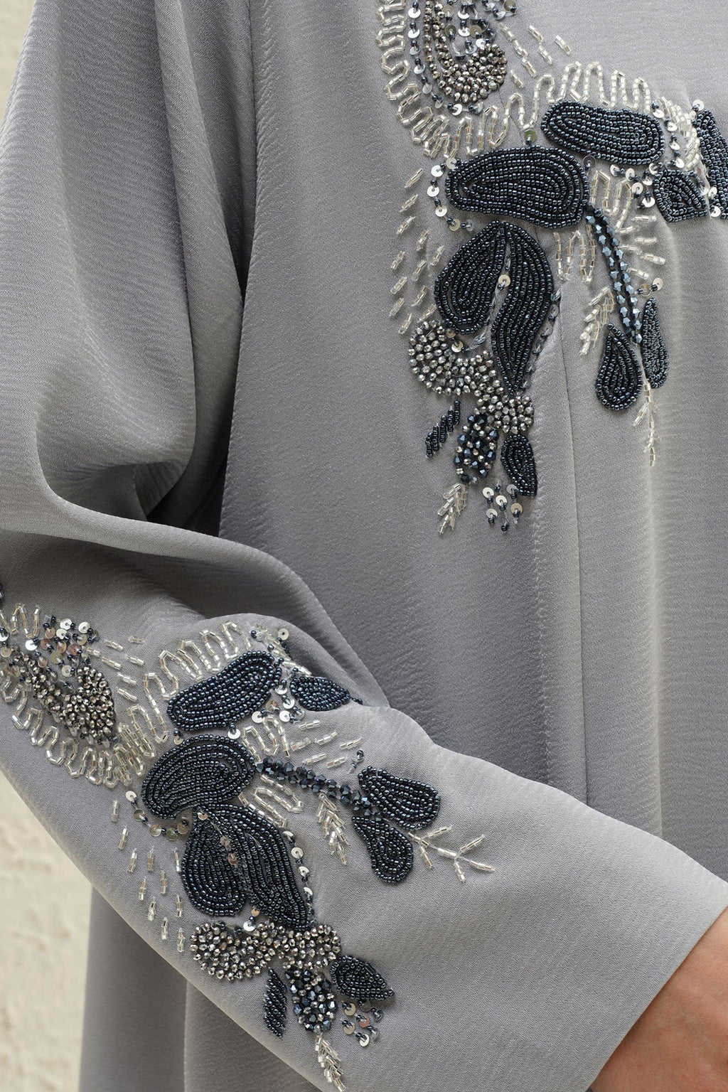 Alaya Grey Handwork Japanese Abaya