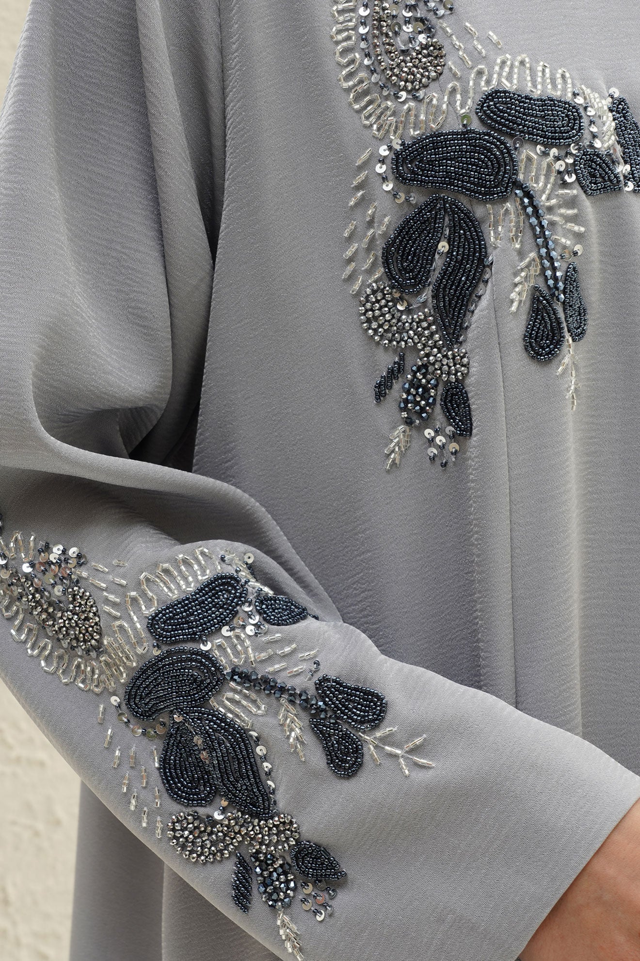 Alaya Grey Handwork Japanese Abaya