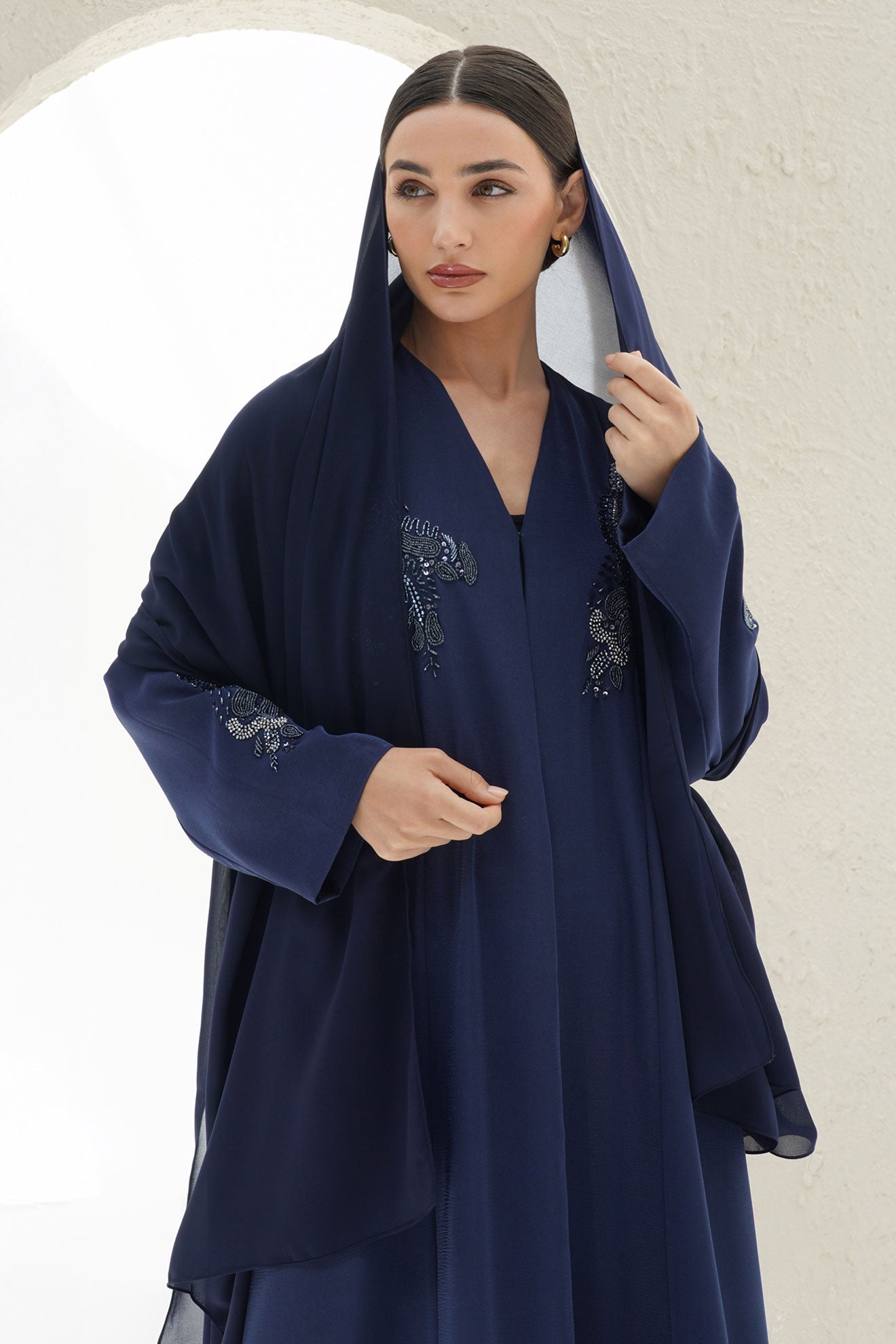 Alaya Navy Blue Handwork Japanese Abaya