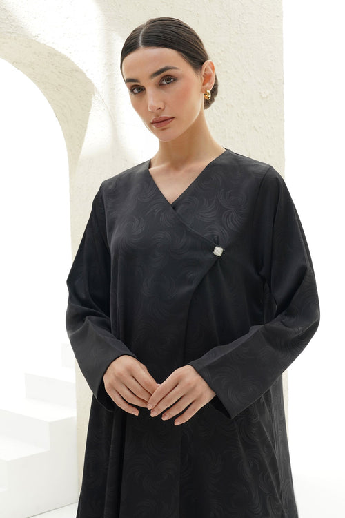 Allure Black Jacquard Japanese Abaya