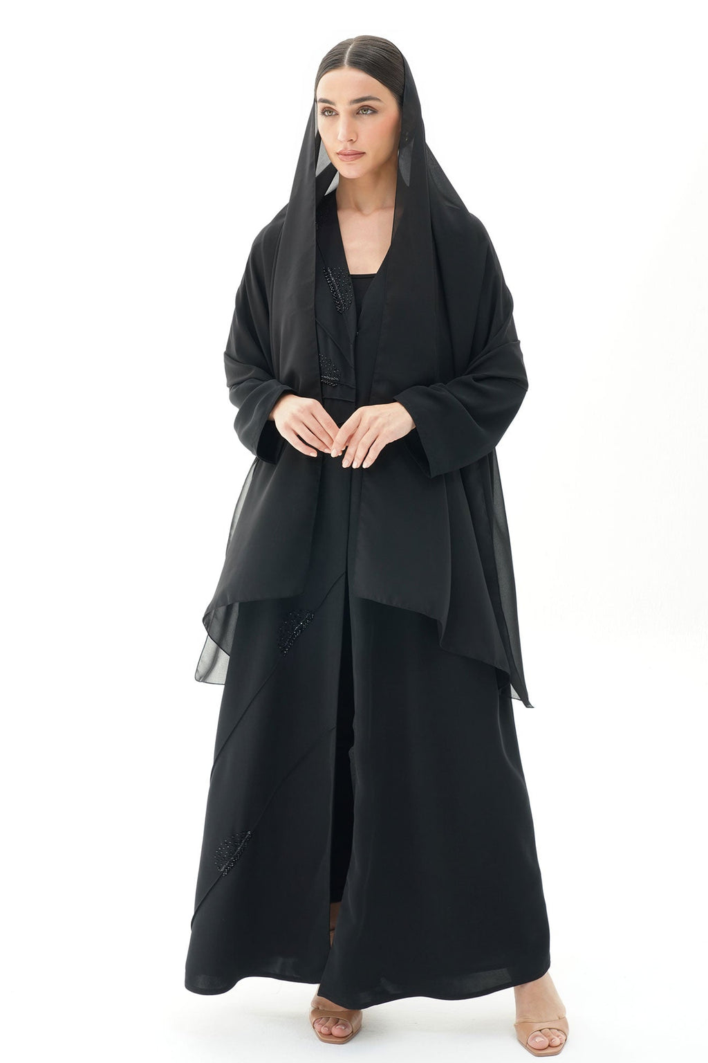 Belle Black Ombre Japanese Handwork Abaya