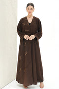 Belle Brown Ombre Japanese Handwork Abaya