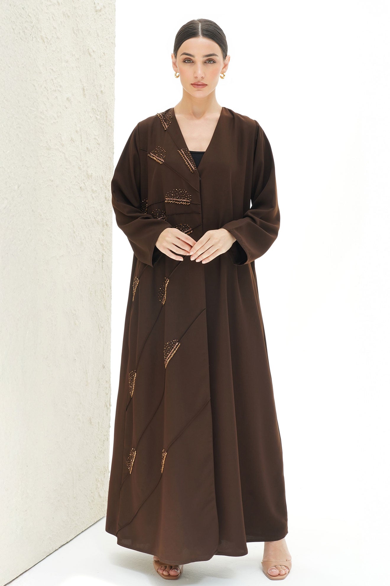 Belle Brown Ombre Japanese Handwork Abaya
