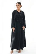 Layali Black Crepe Handwork Japanese Abaya