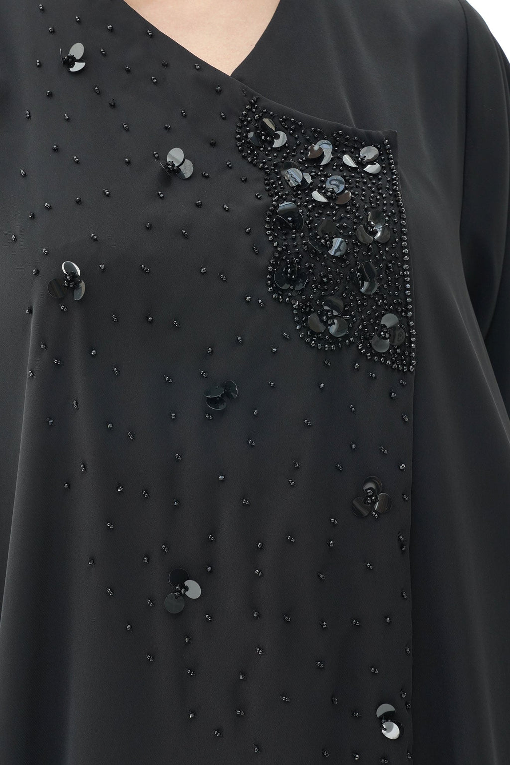 Layali Black Crepe Handwork Japanese Abaya