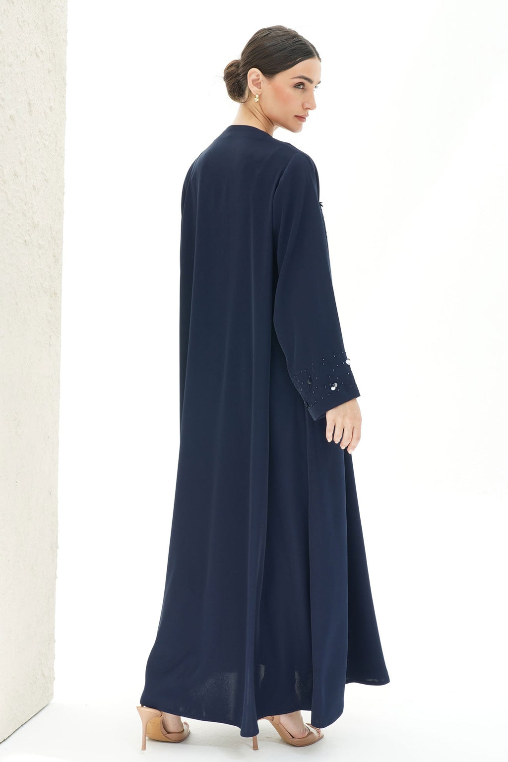 Layali Navy Blue Crepe Handwork Japanese Abaya