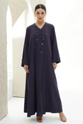 Layali Purple Crepe Handwork Japanese Abaya