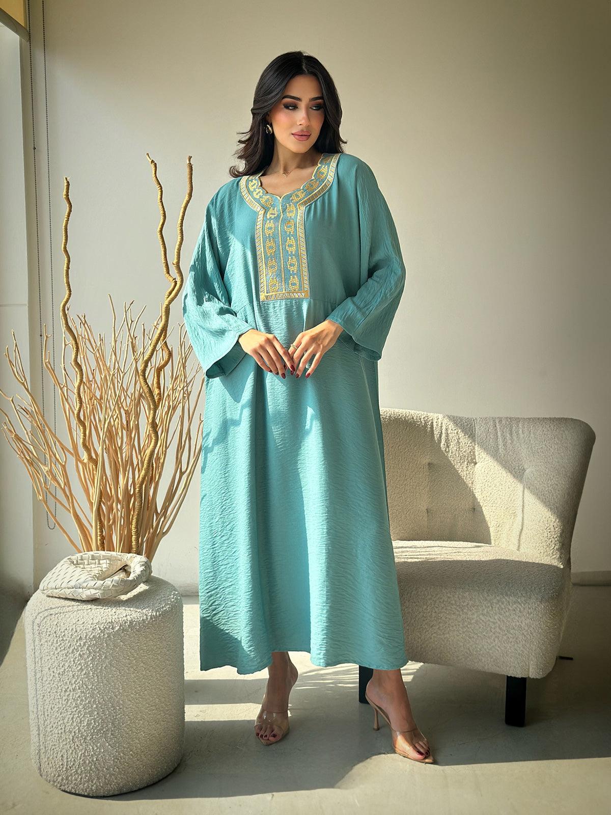 Marooj Light Blue Kaftan Abaya