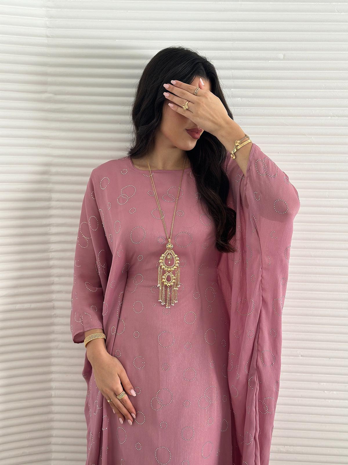 Layla Pink Kaftan Abaya
