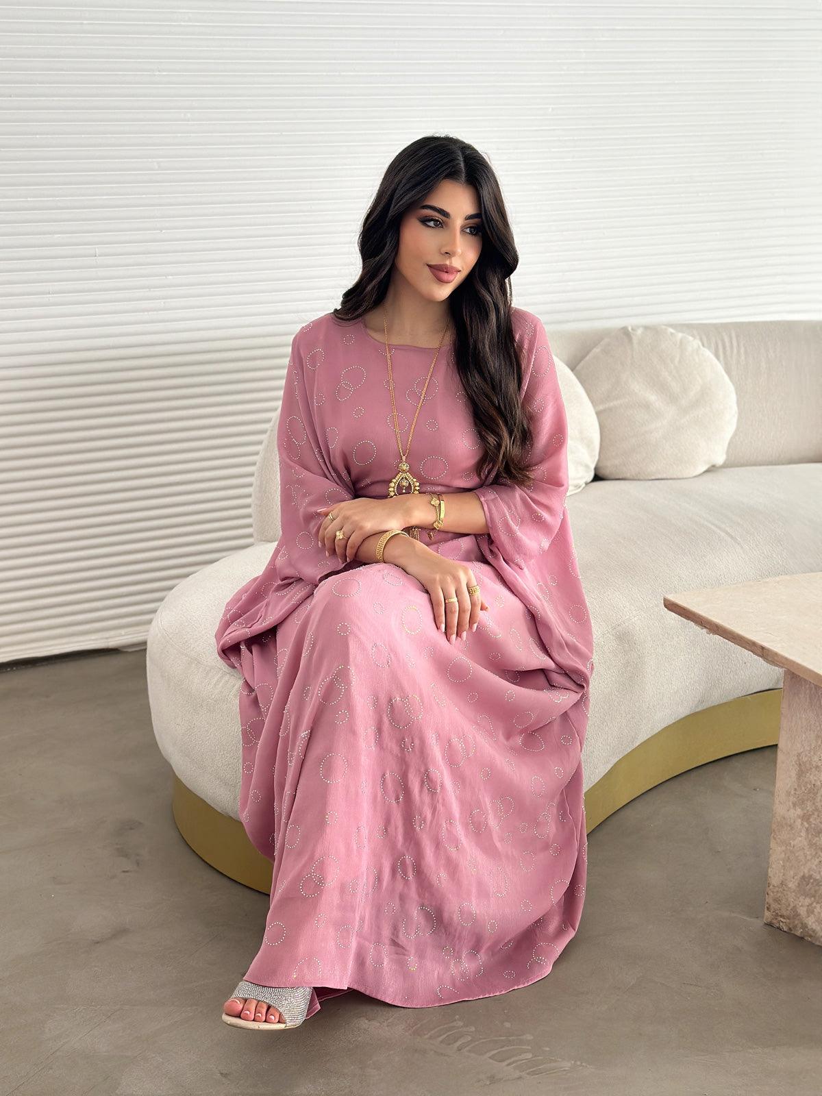 Layla Pink Kaftan Abaya