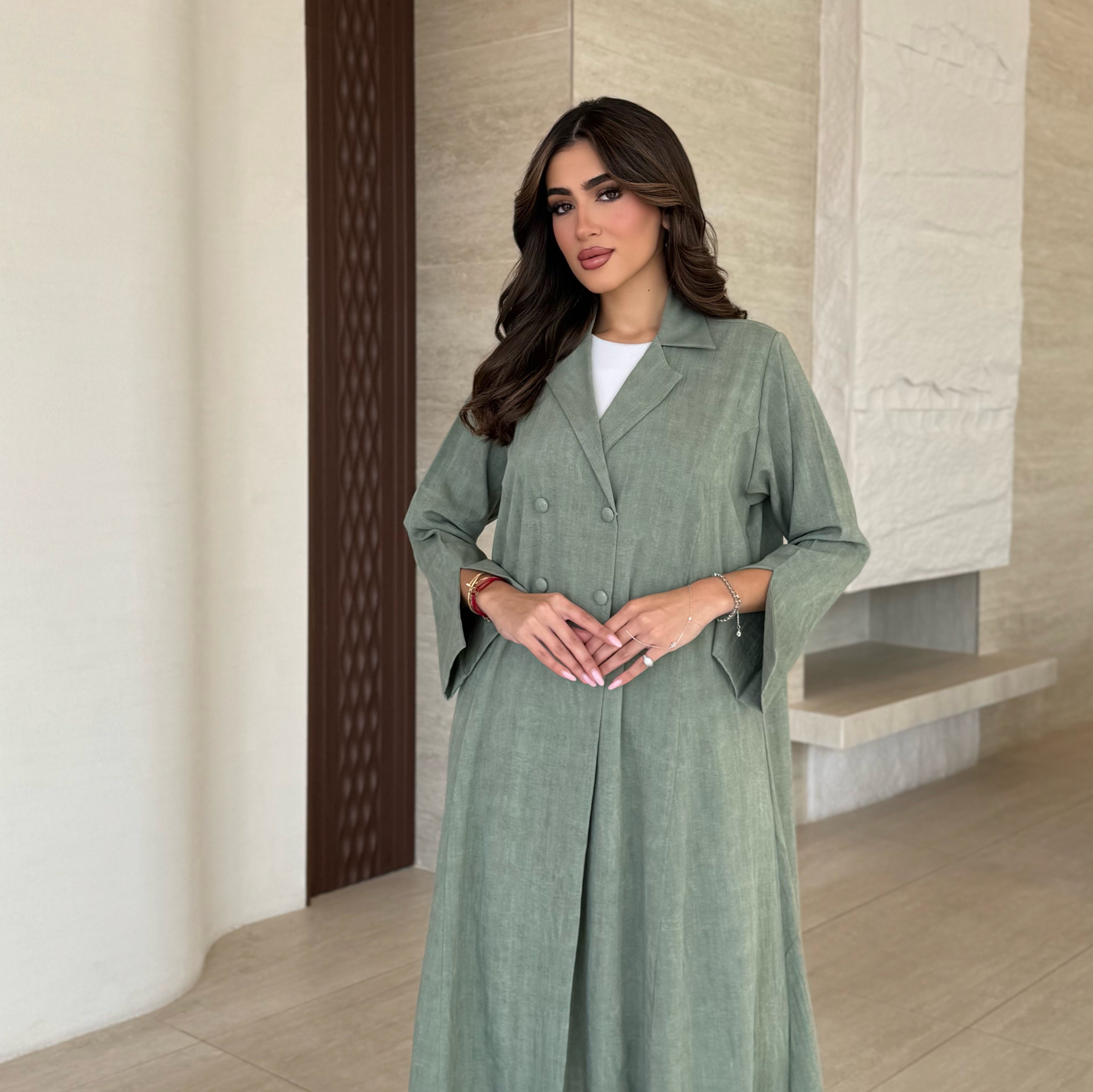 Nawal Light Green Abaya