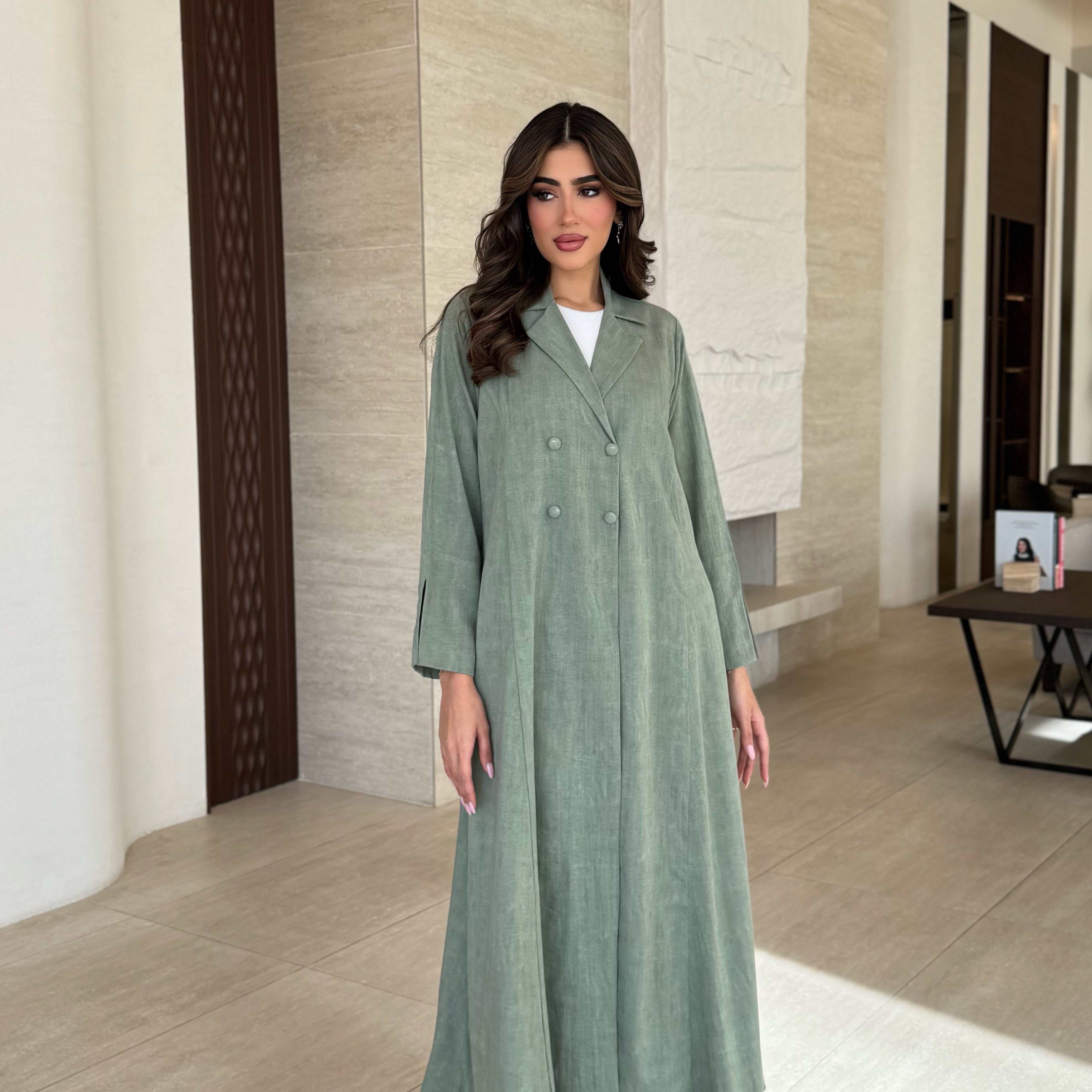 Nawal Light Green Abaya