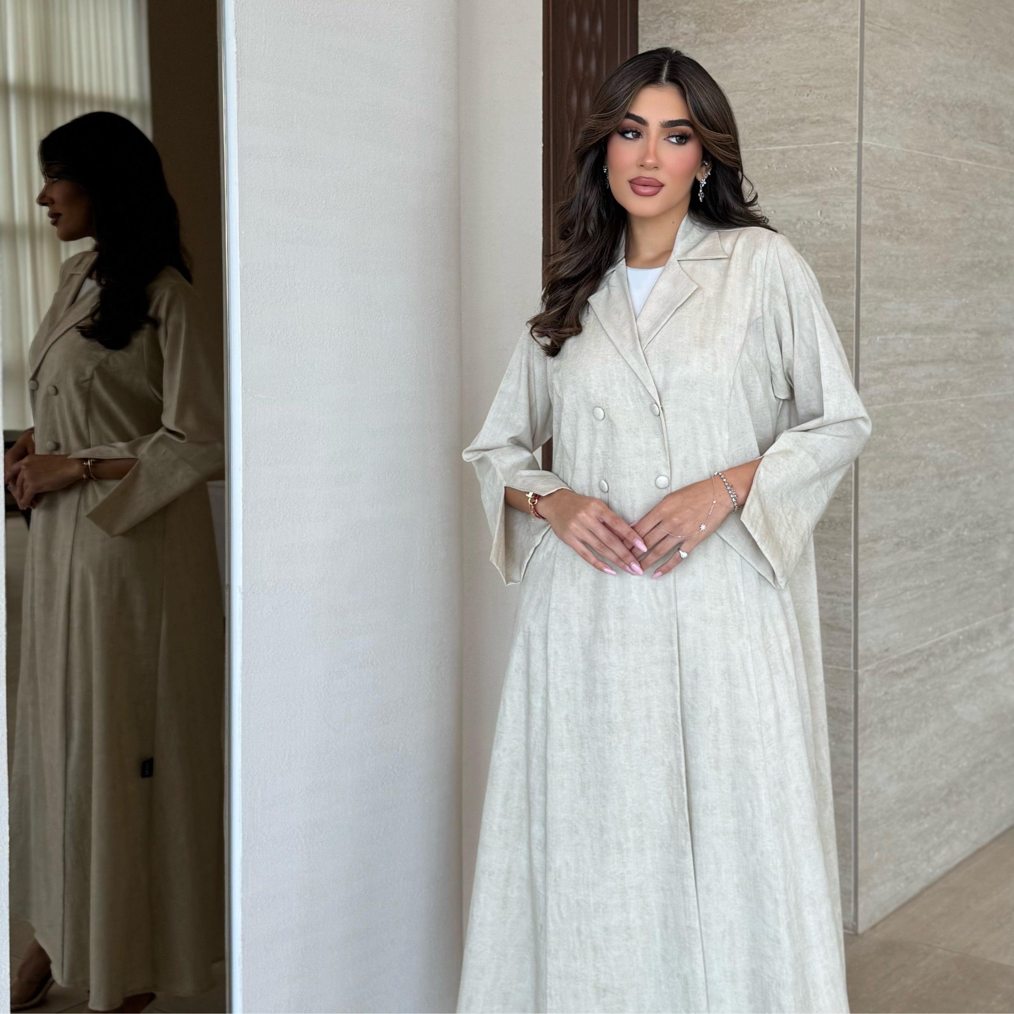 Nawal Off White Abaya
