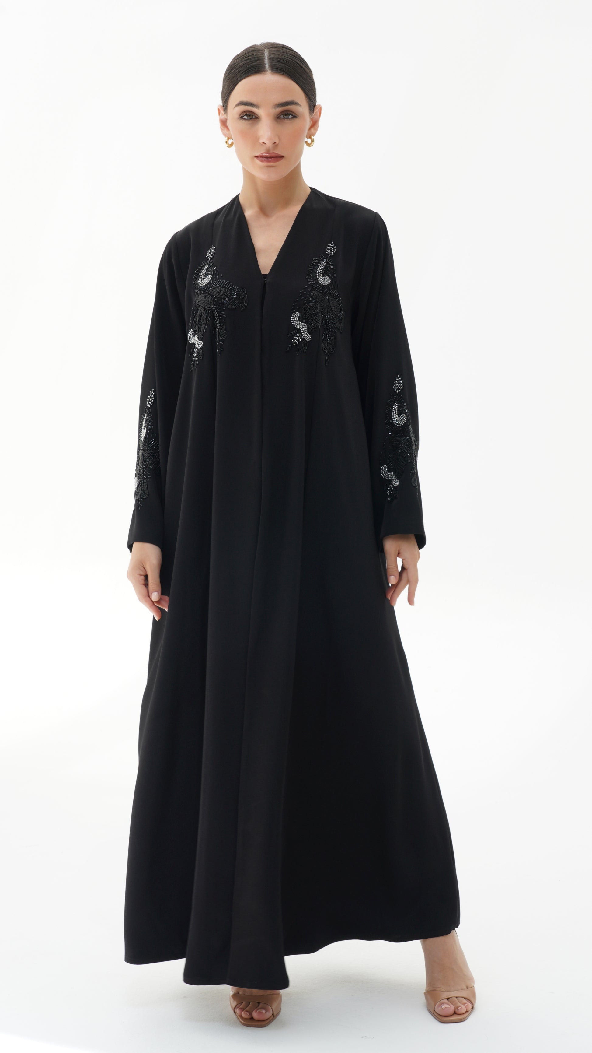 Alaya Japanese Black Abaya - Handwork