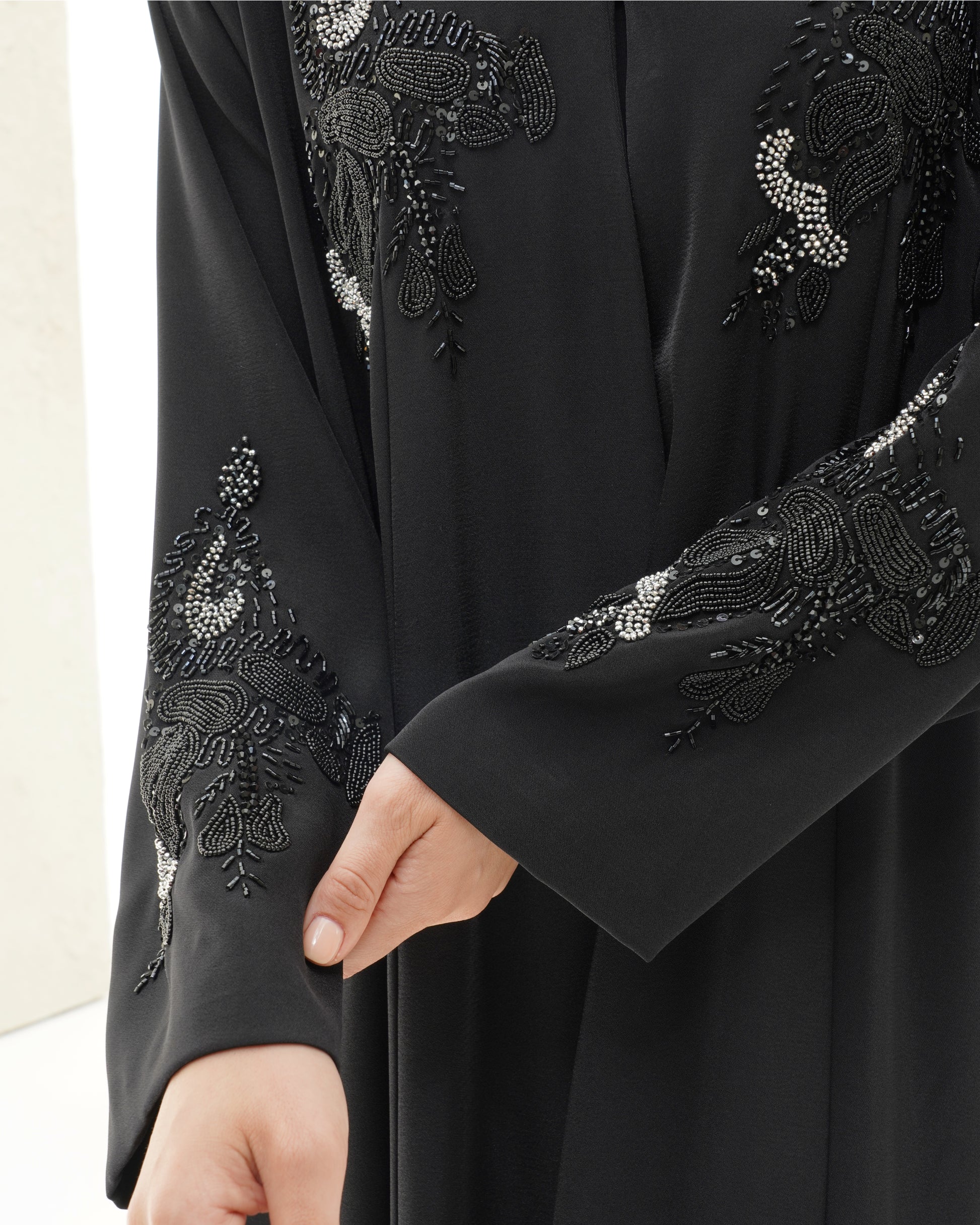Alaya Japanese Black Abaya - Handwork